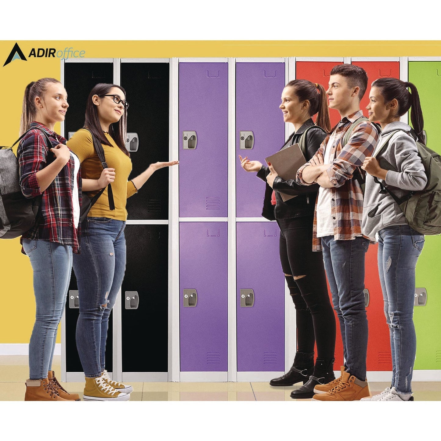 AdirOffice Steel Storage Locker, 2 Compartment, 12 x 12 x 72, Purple