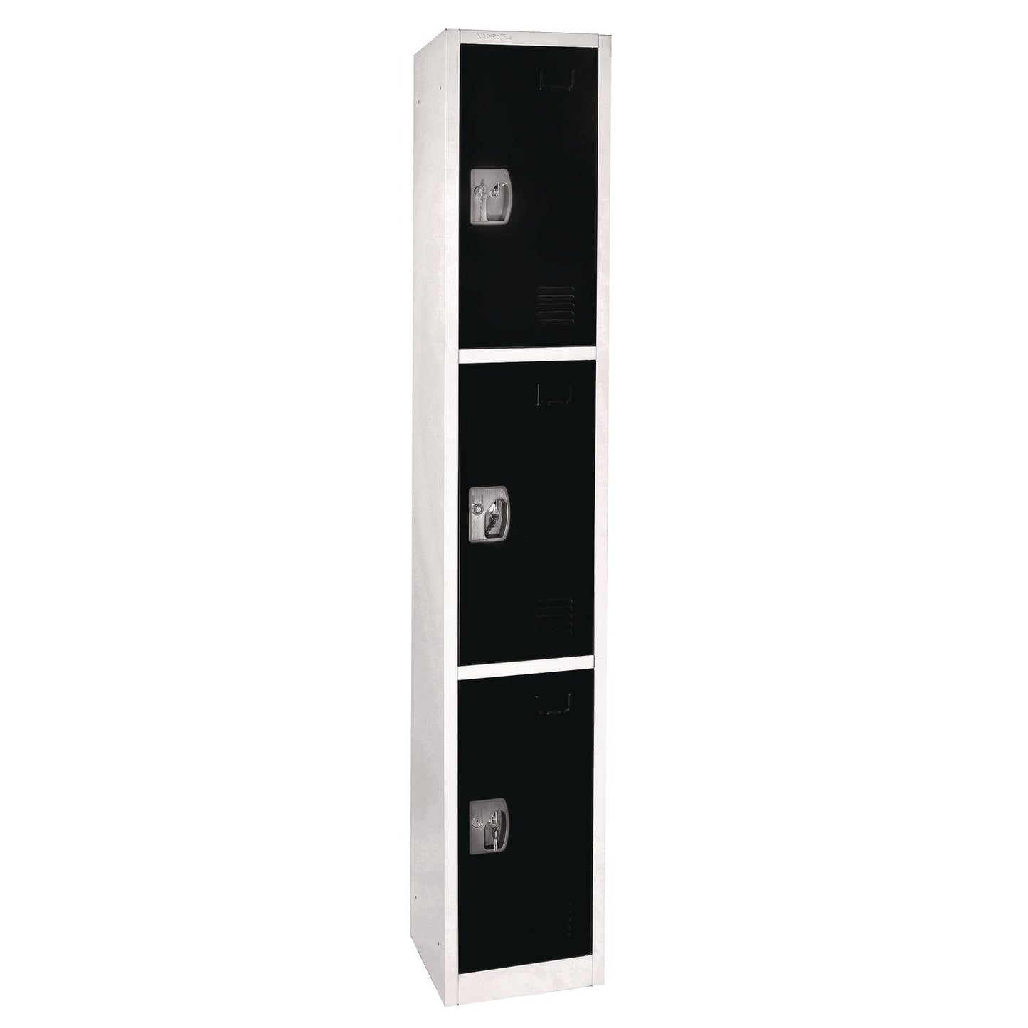 AdirOffice Steel Storage Locker, 3 Compartment, 12 x 12 x 72, Black