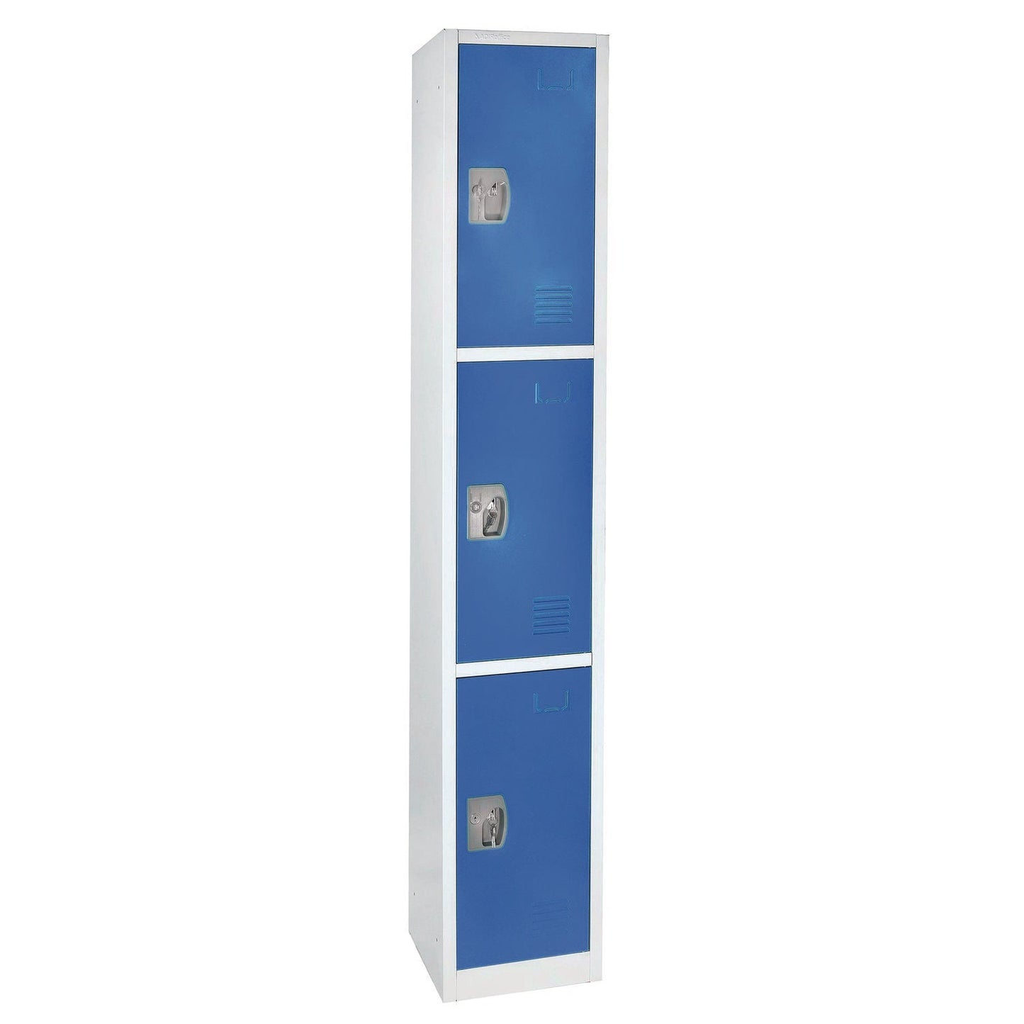 AdirOffice Steel Storage Locker, 3 Compartment, 12 x 12 x 72, Blue