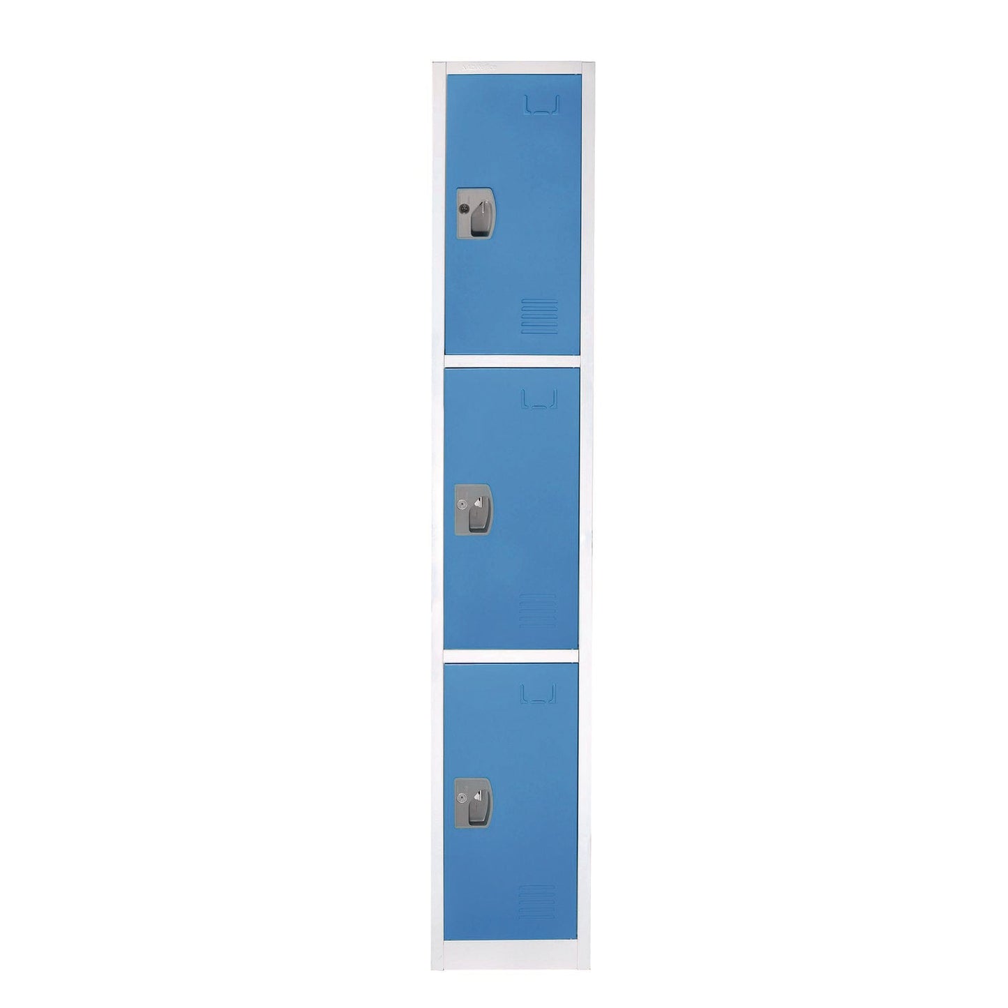 AdirOffice Steel Storage Locker, 3 Compartment, 12 x 12 x 72, Blue