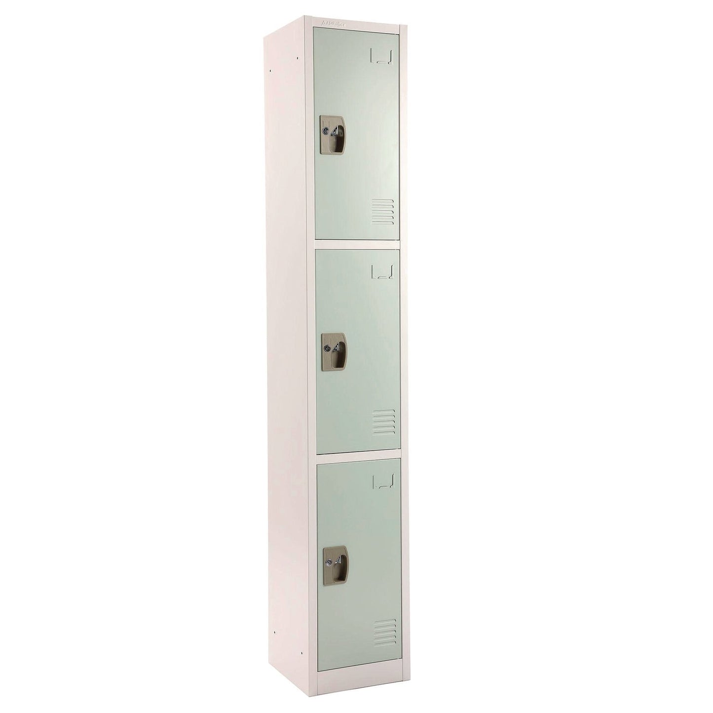 AdirOffice Steel Storage Locker, 3 Compartment, 12 x 12 x 72, Misty Green