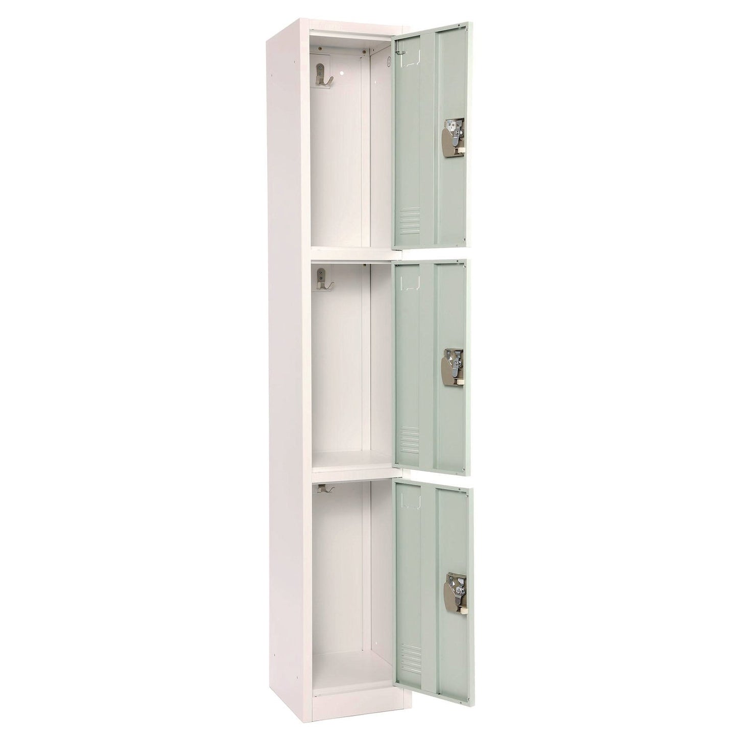 AdirOffice Steel Storage Locker, 3 Compartment, 12 x 12 x 72, Misty Green