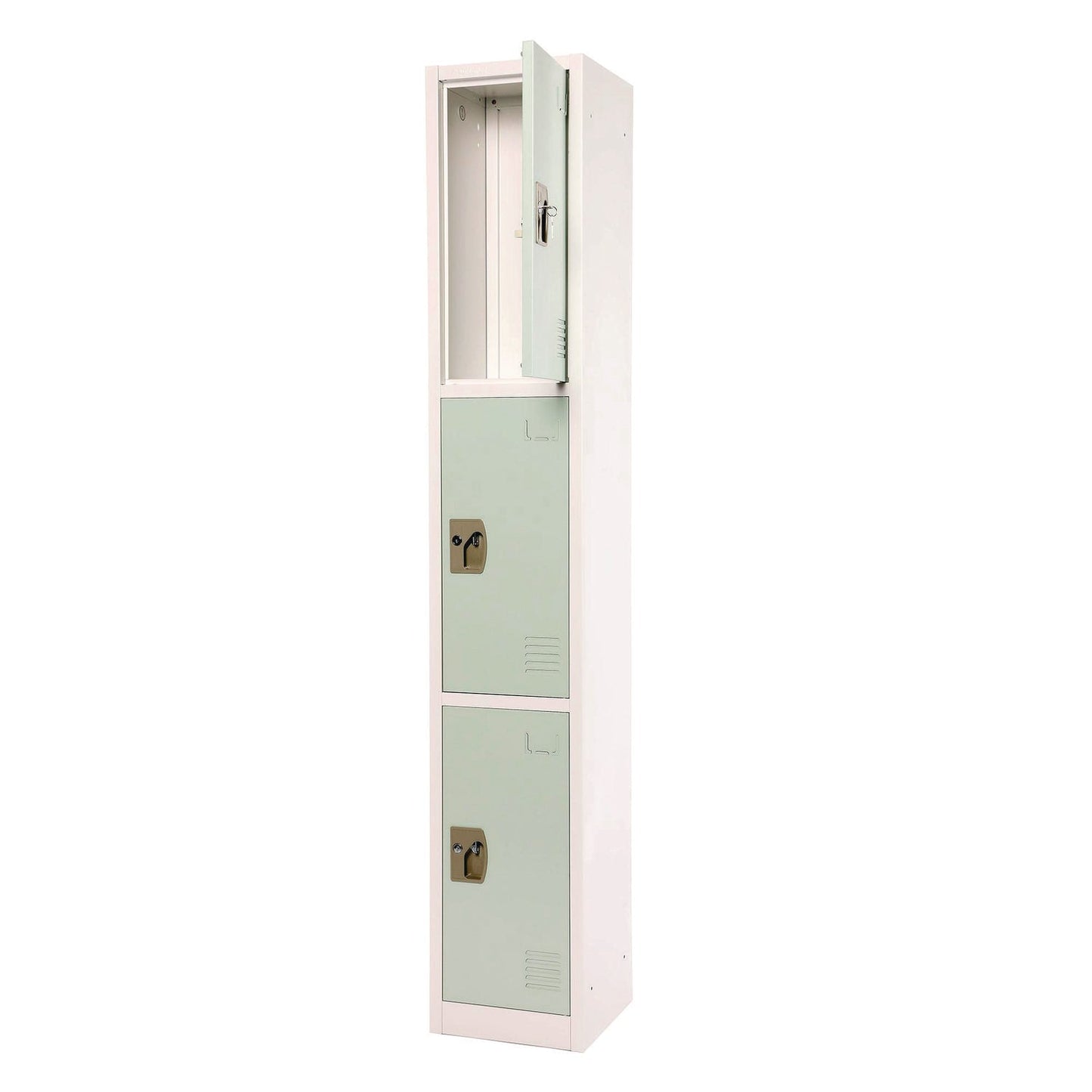 AdirOffice Steel Storage Locker, 3 Compartment, 12 x 12 x 72, Misty Green