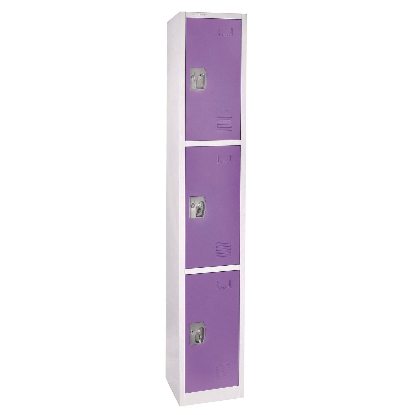 AdirOffice Steel Storage Locker, 3 Compartment, 12 x 12 x 72, Purple