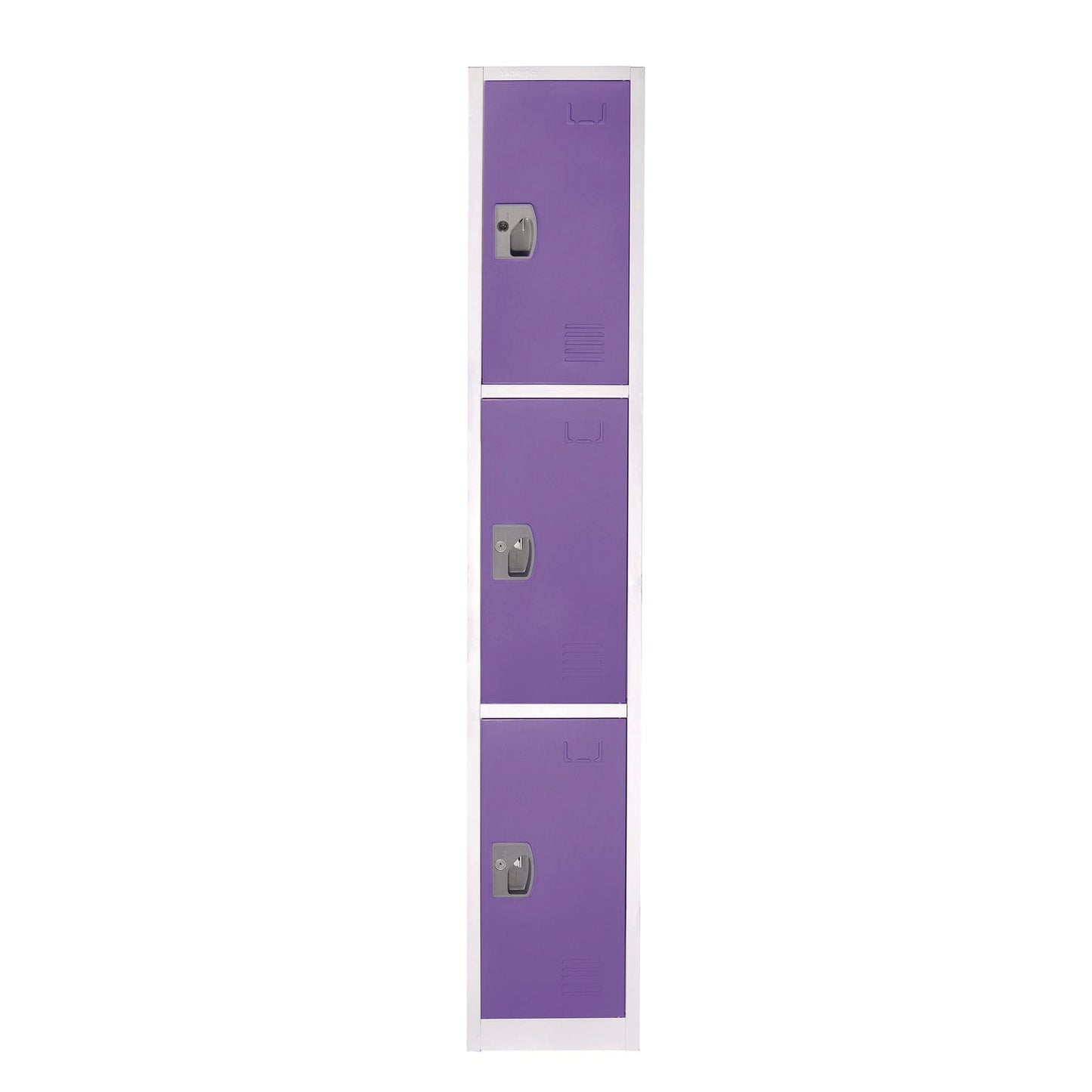 AdirOffice Steel Storage Locker, 3 Compartment, 12 x 12 x 72, Purple