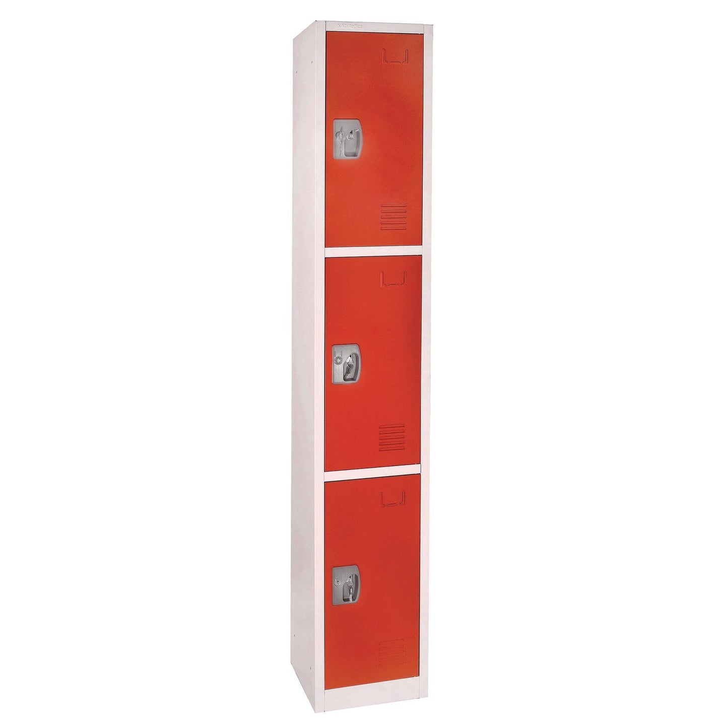 AdirOffice Steel Storage Locker, 3 Compartment, 12 x 12 x 72, Red