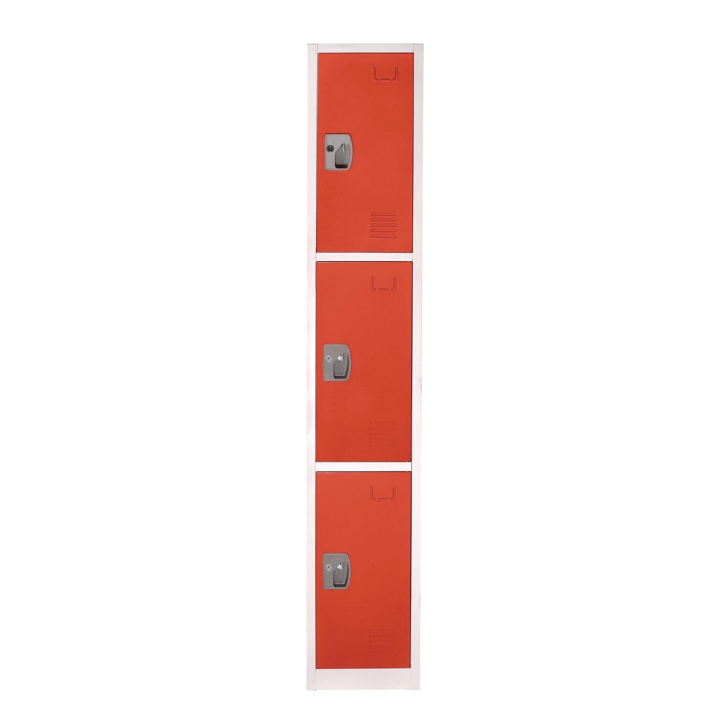 AdirOffice Steel Storage Locker, 3 Compartment, 12 x 12 x 72, Red