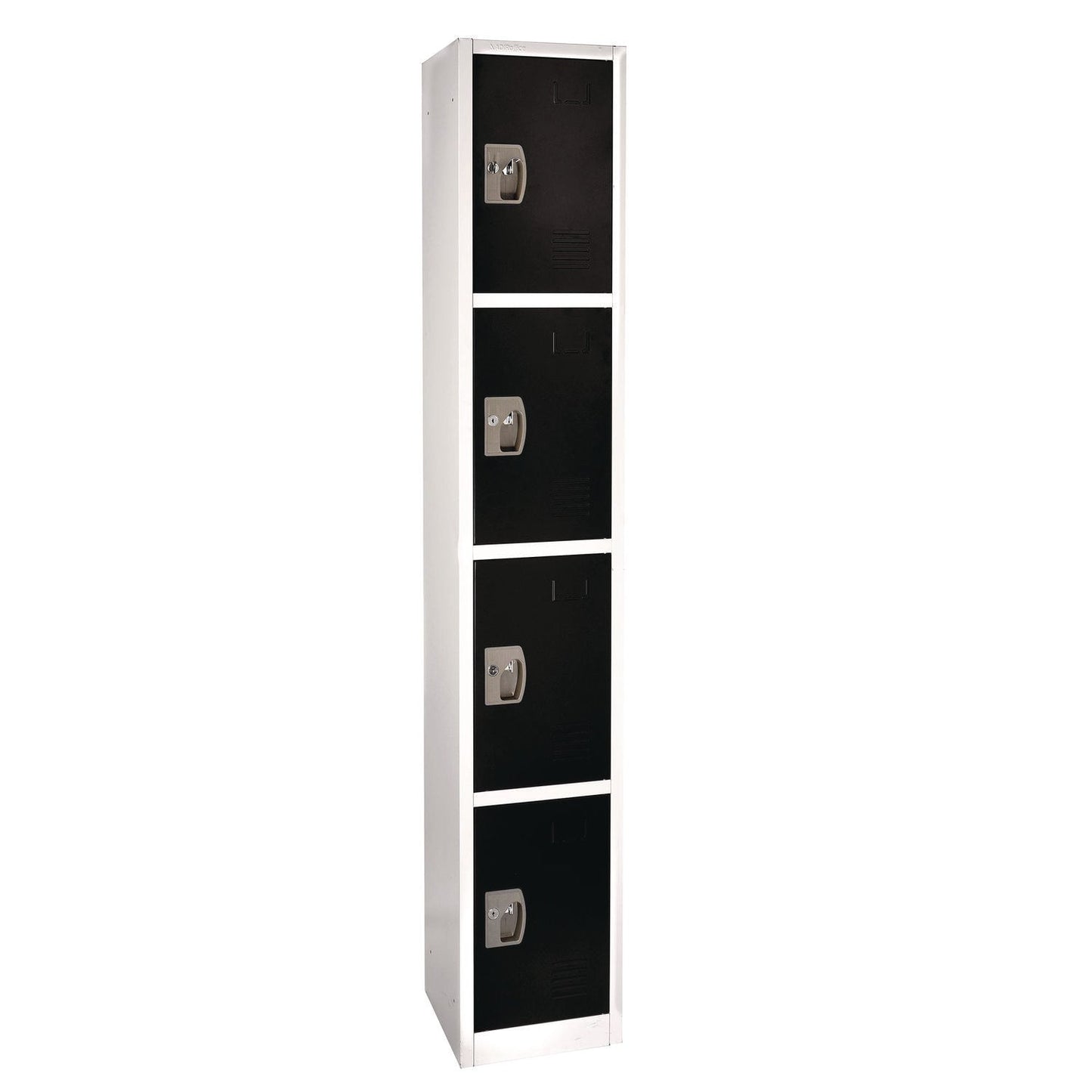 AdirOffice Steel Storage Locker, 4 Compartment, 12 x 12 x 72, Black