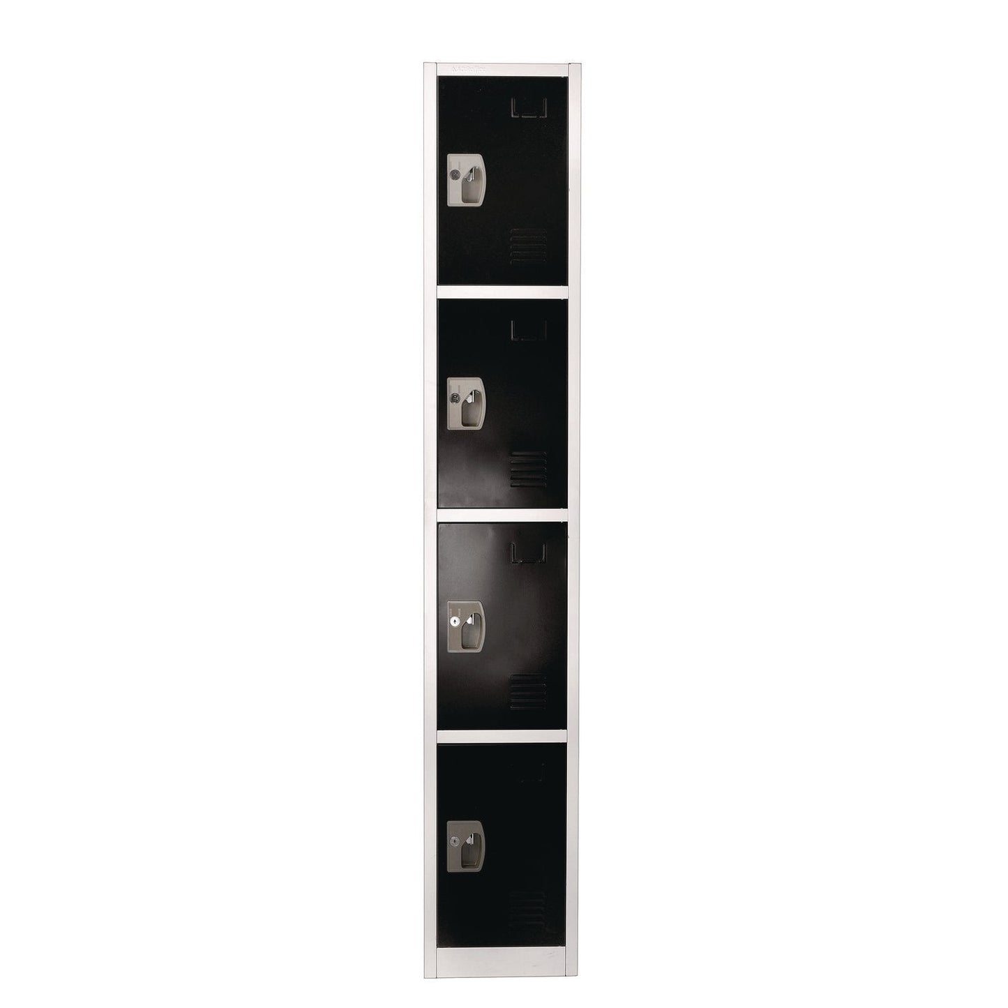 AdirOffice Steel Storage Locker, 4 Compartment, 12 x 12 x 72, Black