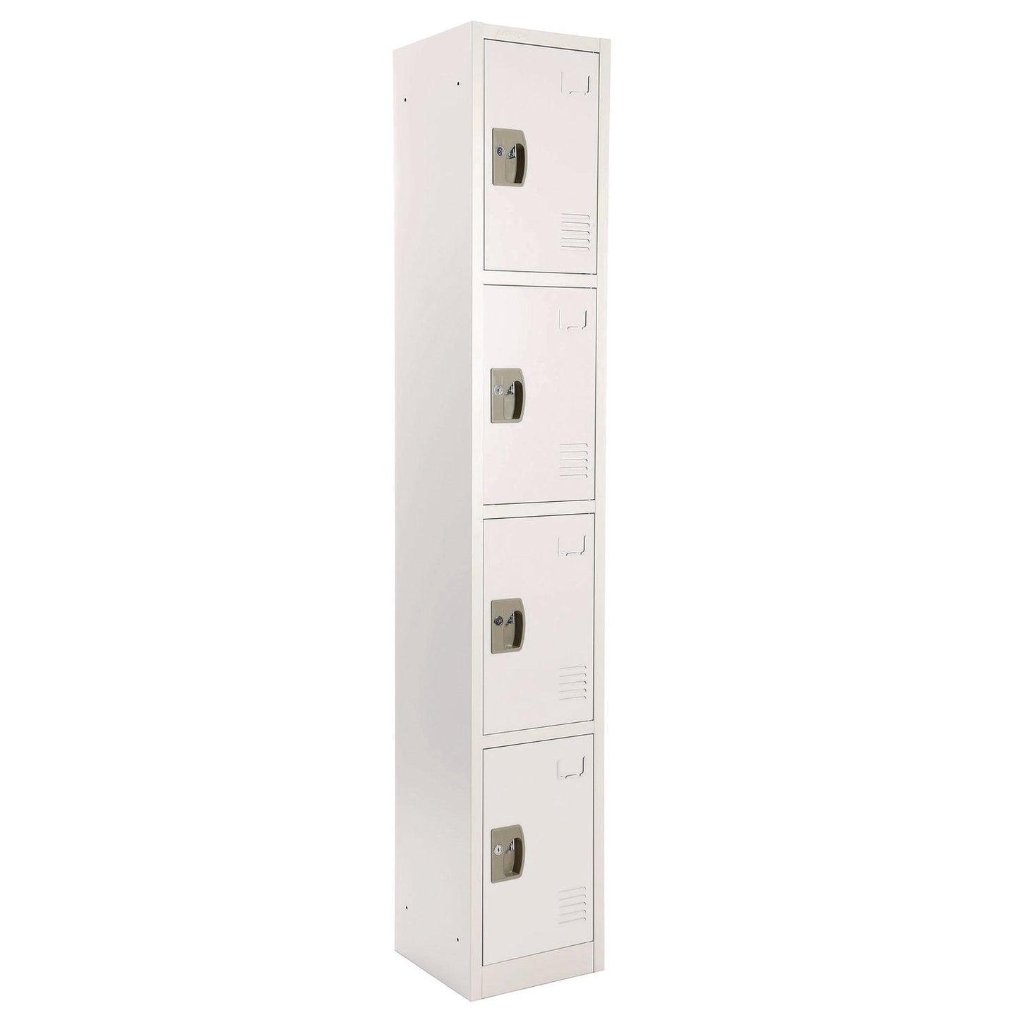 AdirOffice Steel Storage Locker, 4 Compartment, 12 x 12 x 72, White