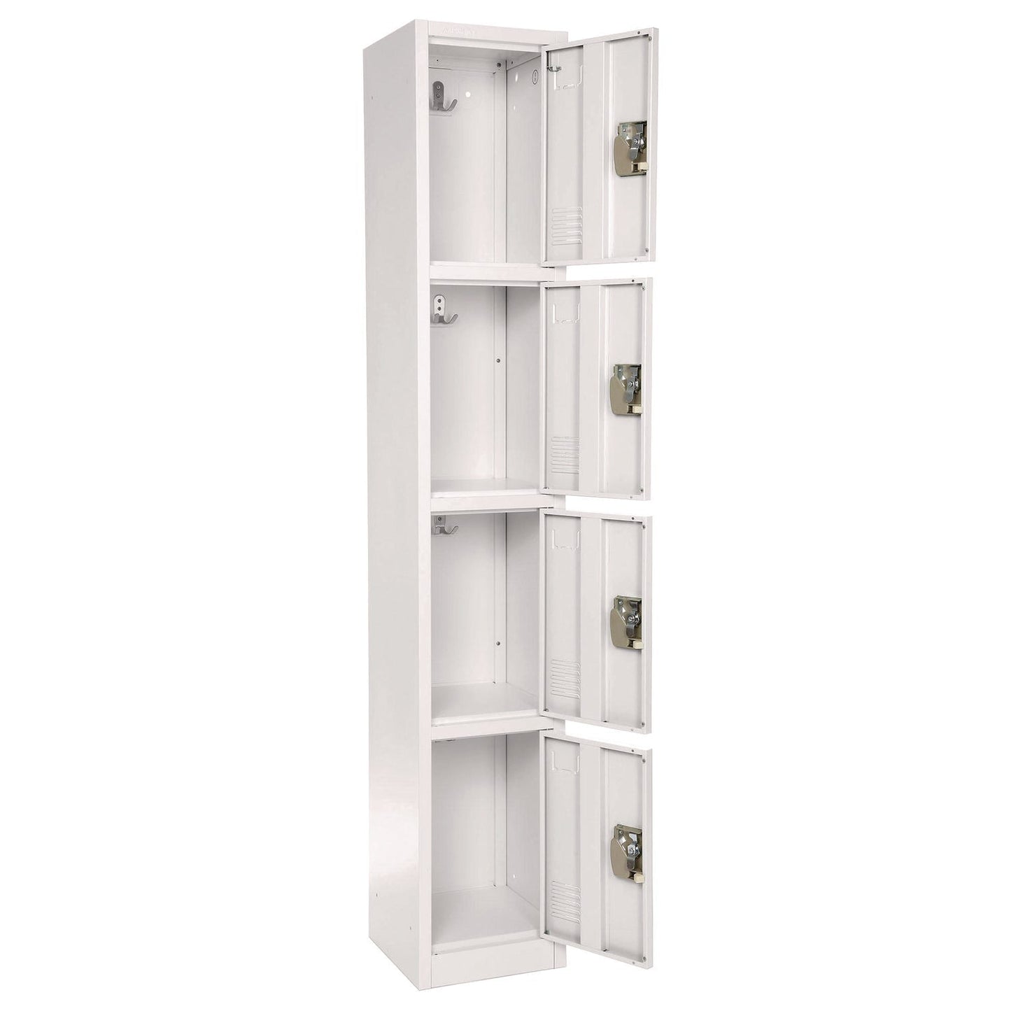 AdirOffice Steel Storage Locker, 4 Compartment, 12 x 12 x 72, White