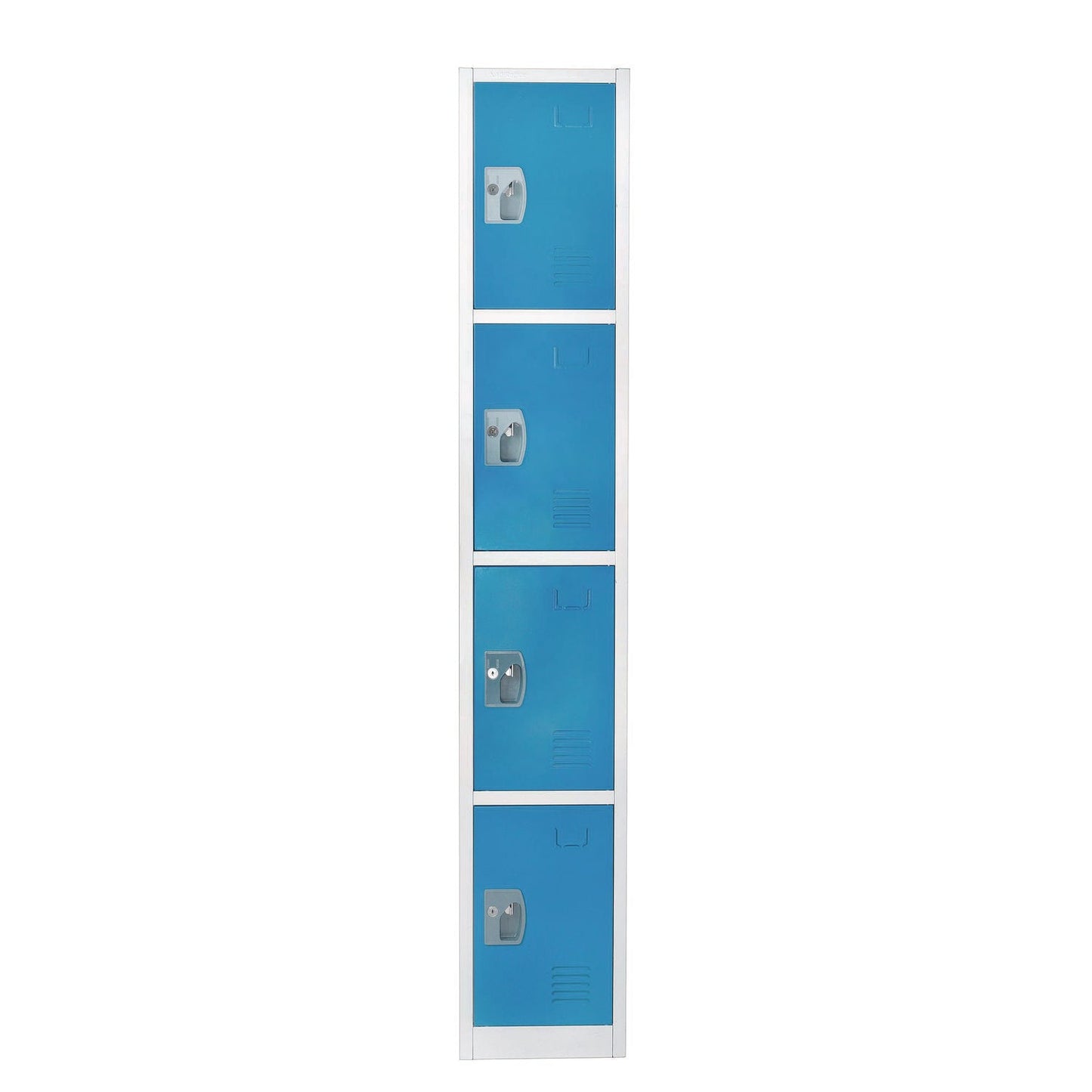 AdirOffice Steel Storage Locker, 4 Compartment, 12 x 12 x 72, Blue