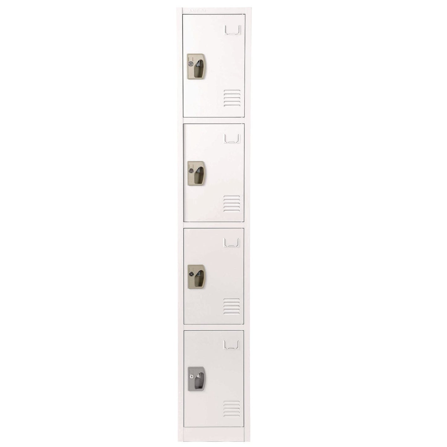 AdirOffice Steel Storage Locker, 4 Compartment, 12 x 12 x 72, White