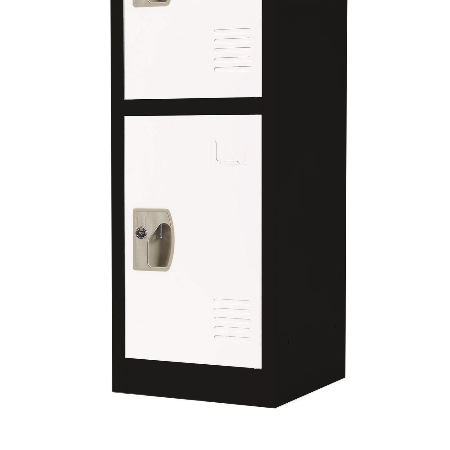 AdirOffice Steel Storage Locker, 4 Compartment, 12 x 12 x 72, Black Body/White Doors