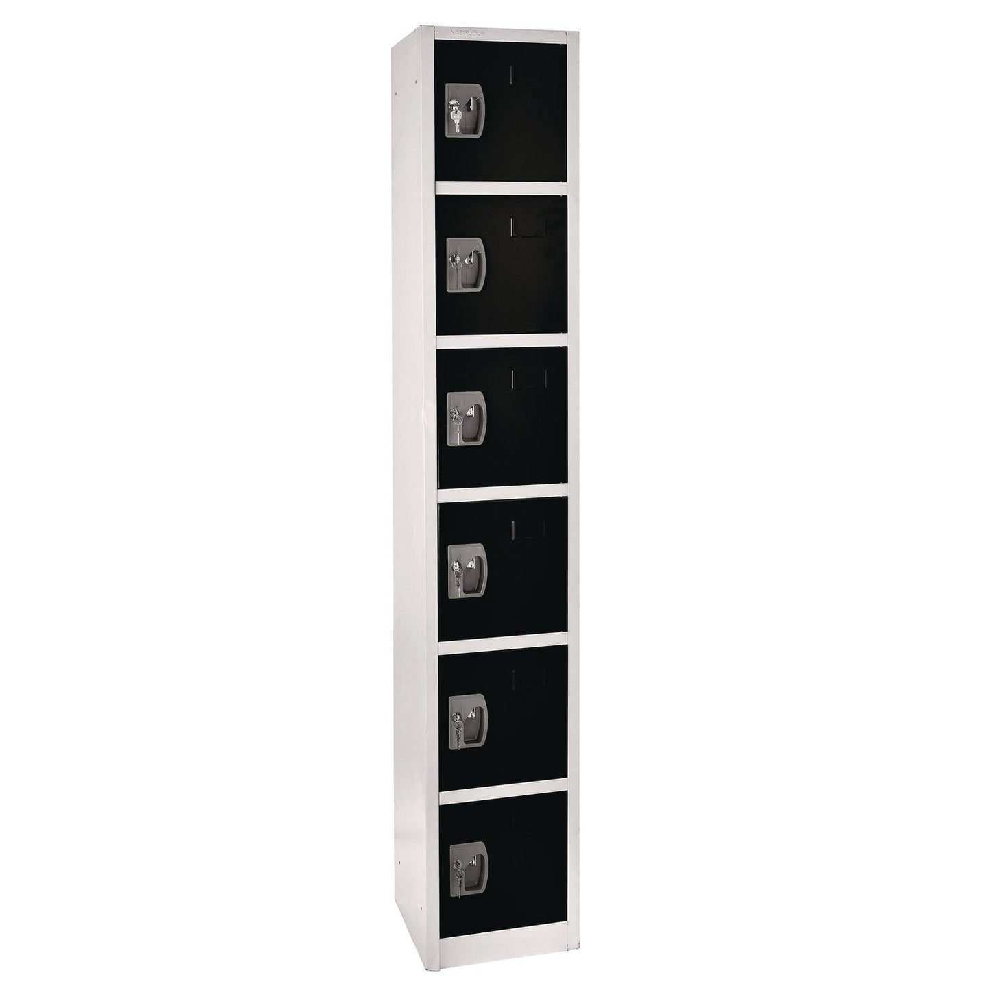 AdirOffice Steel Storage Locker, 6 Compartment, 12 x 12 x 72, Black