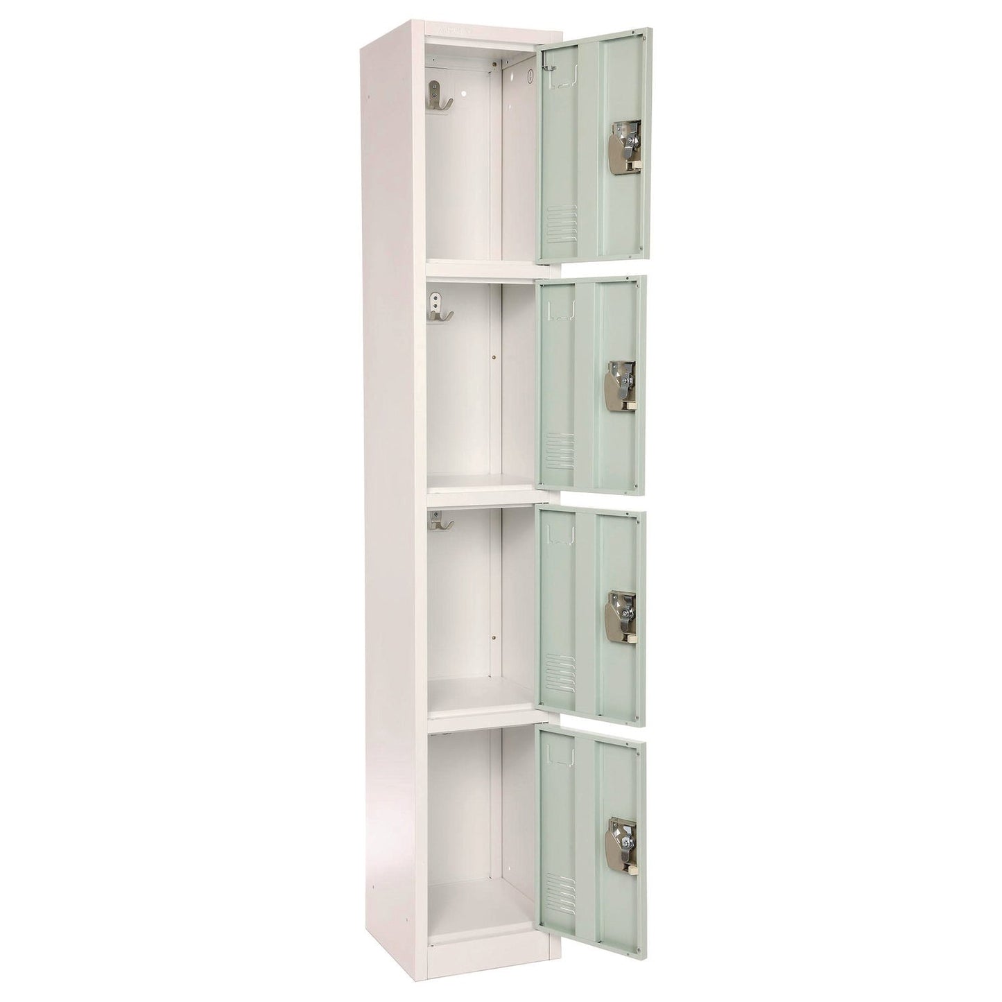 AdirOffice Steel Storage Locker, 4 Compartment, 12 x 12 x 72, Misty Green
