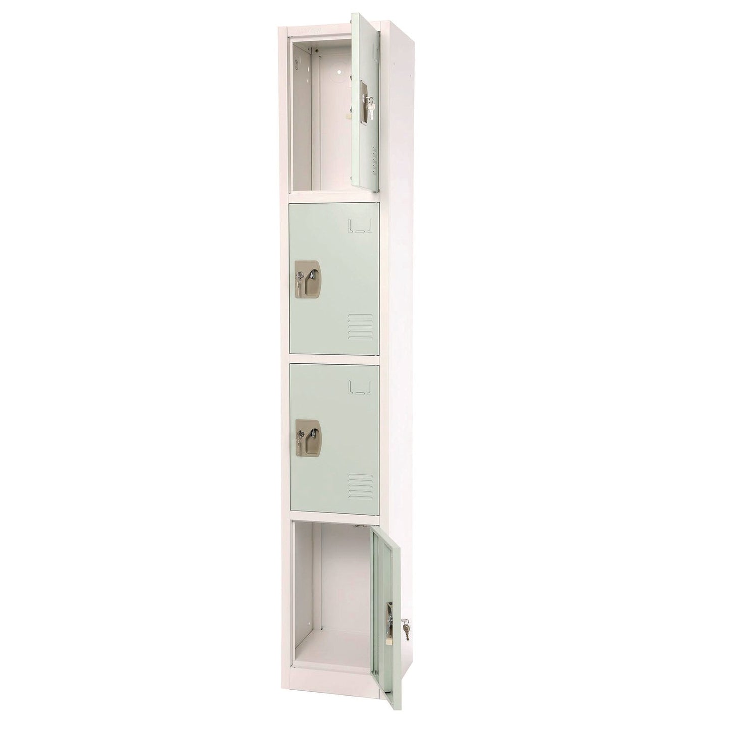 AdirOffice Steel Storage Locker, 4 Compartment, 12 x 12 x 72, Misty Green