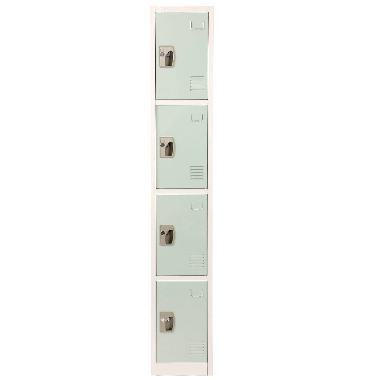AdirOffice Steel Storage Locker, 4 Compartment, 12 x 12 x 72, Misty Green