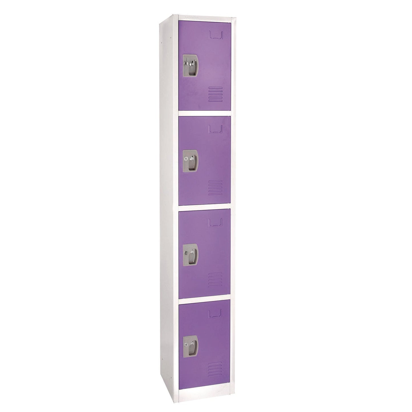 AdirOffice Steel Storage Locker, 4 Compartment, 12 x 12 x 72, Purple