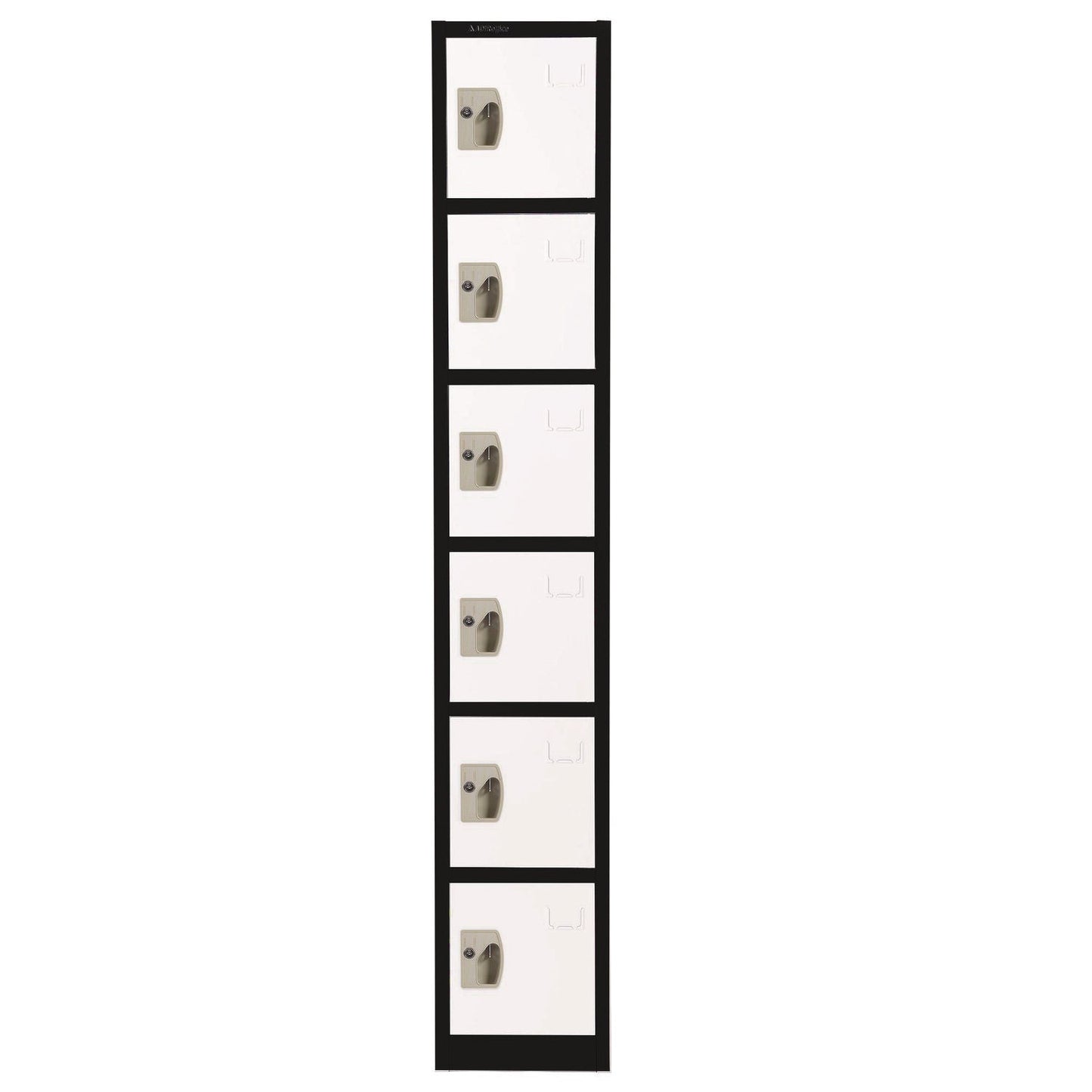 AdirOffice Steel Storage Locker, 6 Compartment, 12 x 12 x 72, Black Body/White Doors