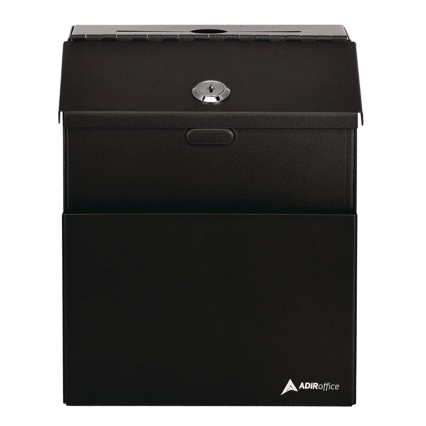 AdirOffice Wall Mountable Steel Suggestion Secure Drop Box with Key, 7 x 6 x 8.5, Stainless Steel 304, Black