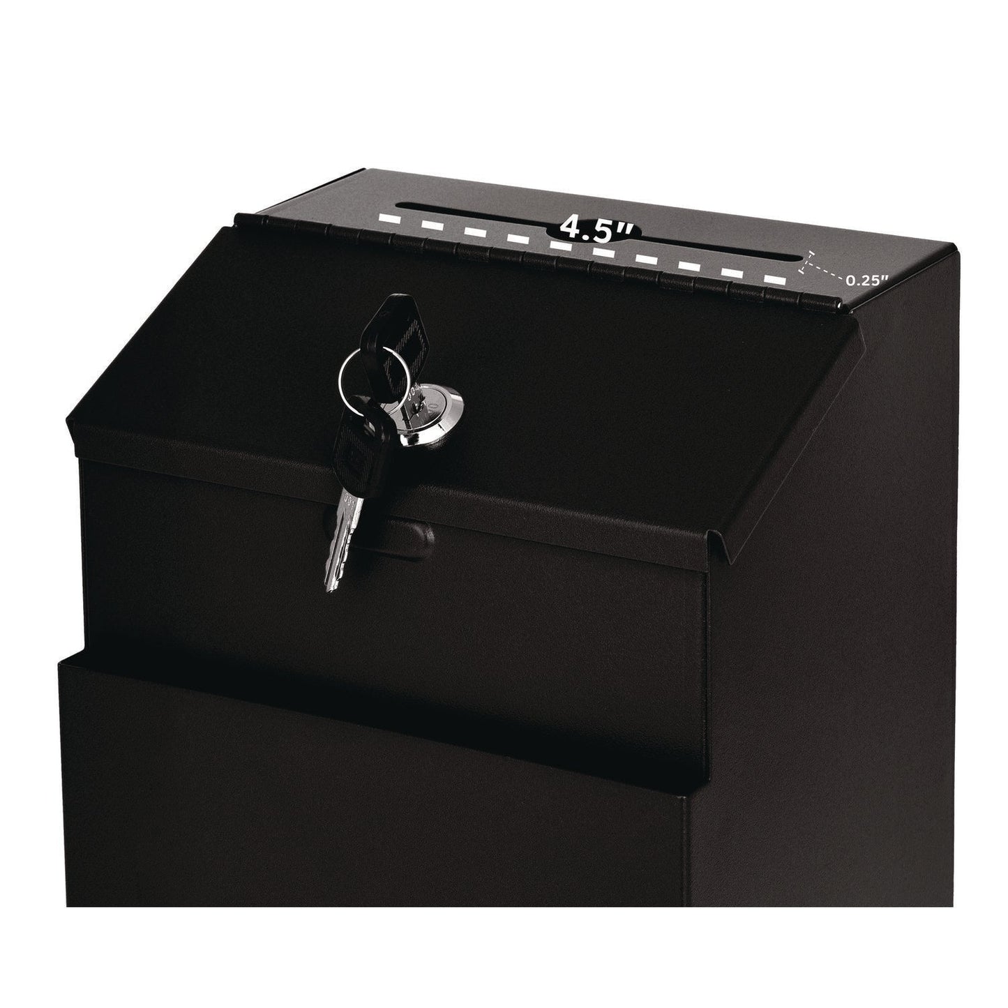 AdirOffice Wall Mountable Steel Suggestion Secure Drop Box with Key, 7 x 6 x 8.5, Stainless Steel 304, Black