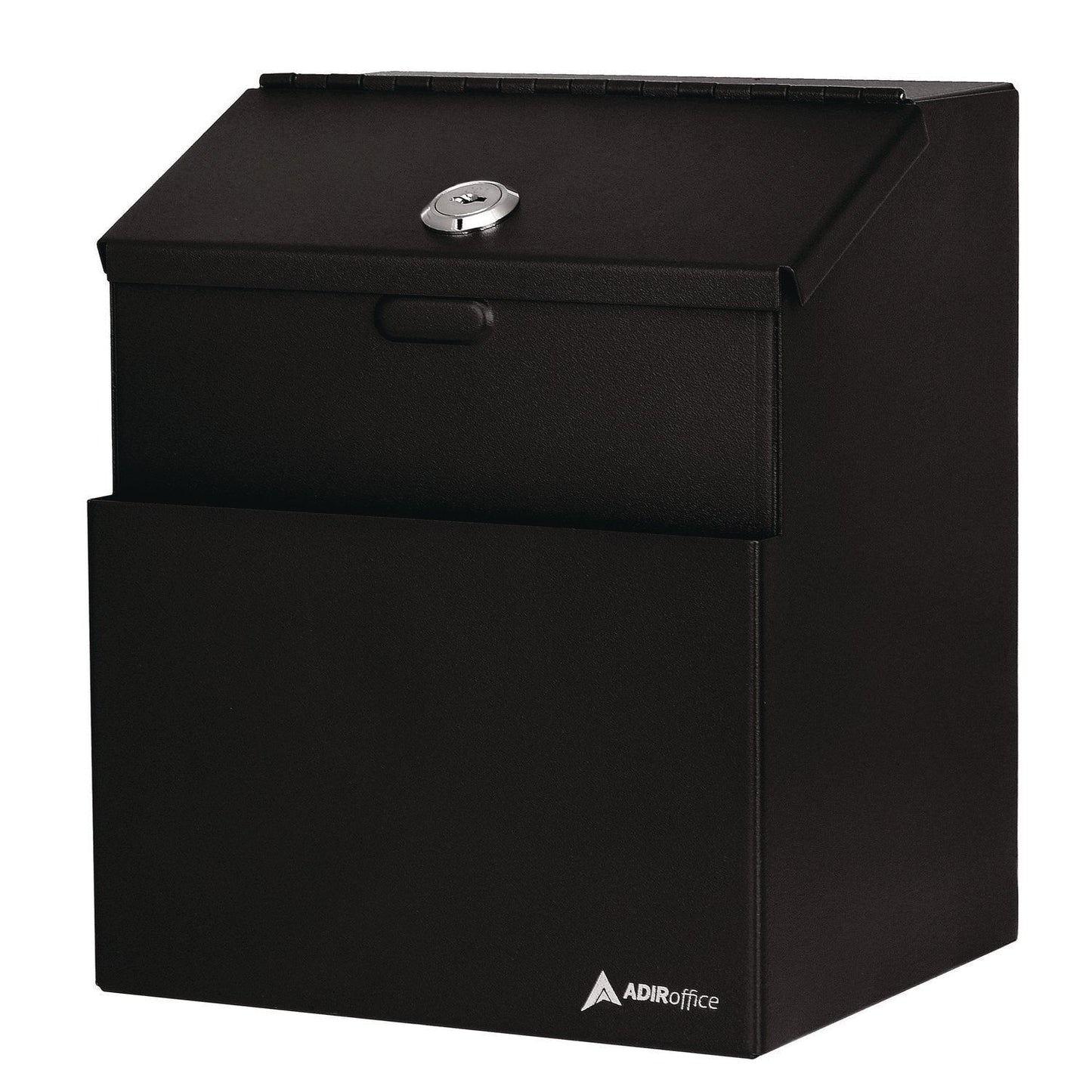 AdirOffice Wall Mountable Steel Suggestion Secure Drop Box with Key, 7 x 6 x 8.5, Stainless Steel 304, Black