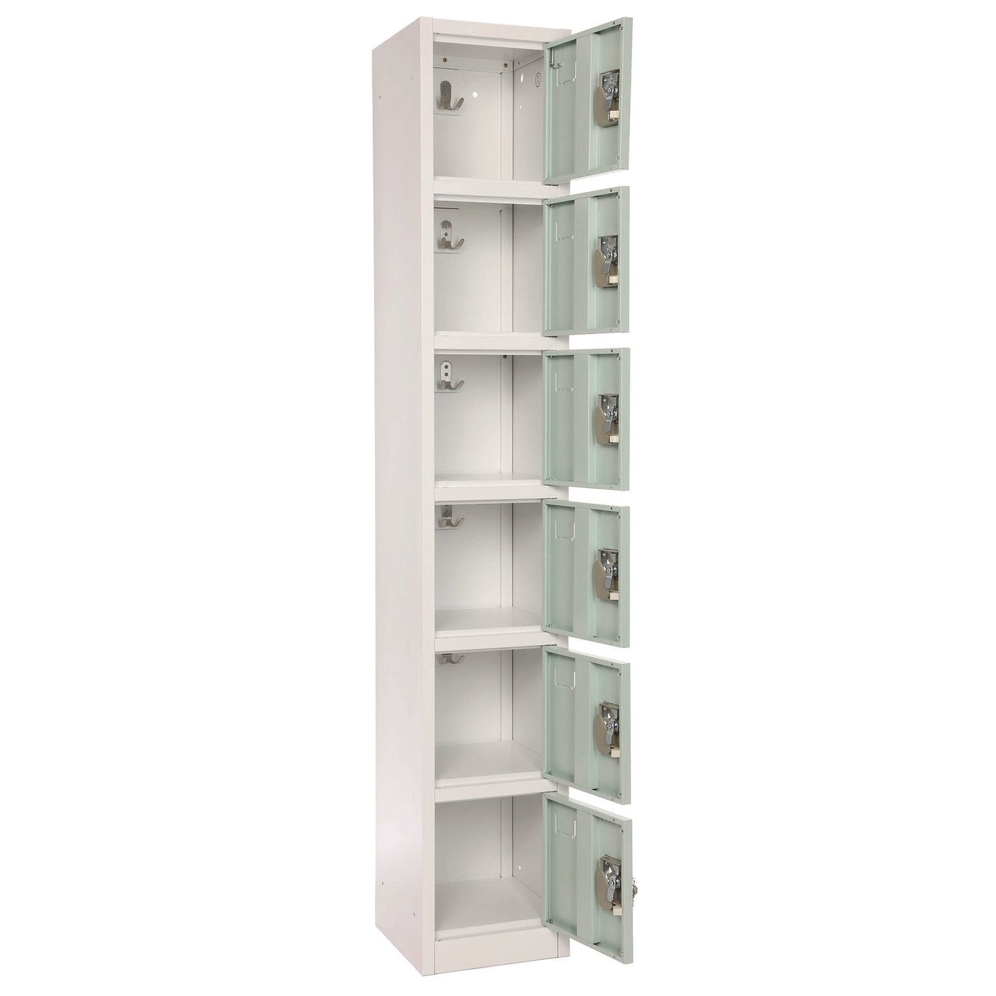 AdirOffice Steel Storage Locker, 6 Compartment, 12 x 12 x 72, Misty Green