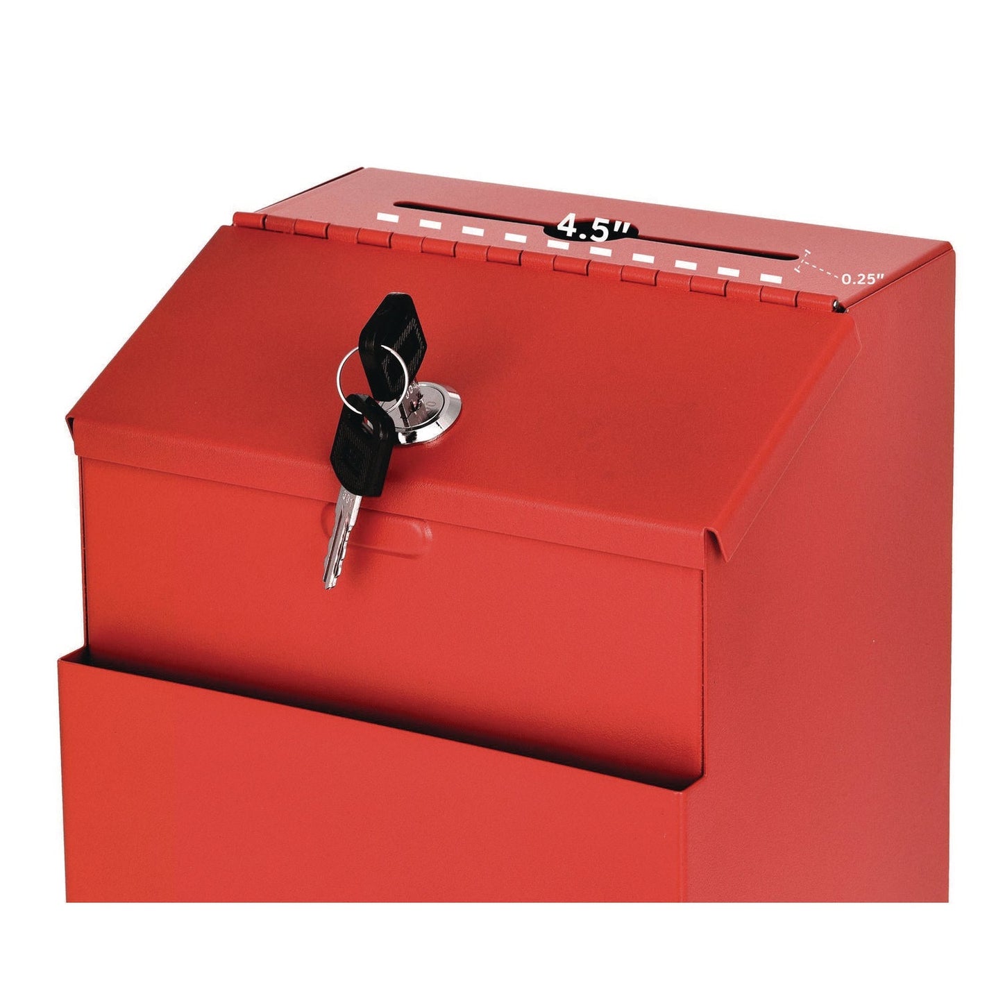 AdirOffice Wall Mountable Steel Suggestion Secure Drop Box with Key, 7 x 6 x 8.5, Stainless Steel 304, Red