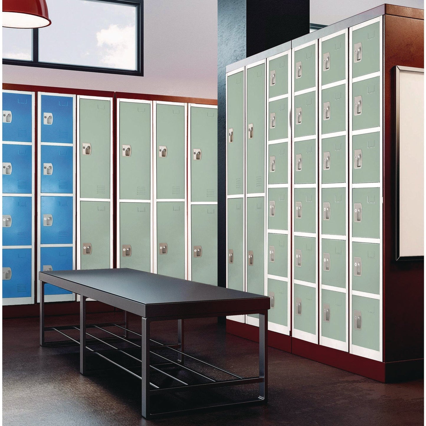 AdirOffice Steel Storage Locker, 6 Compartment, 12 x 12 x 72, Misty Green