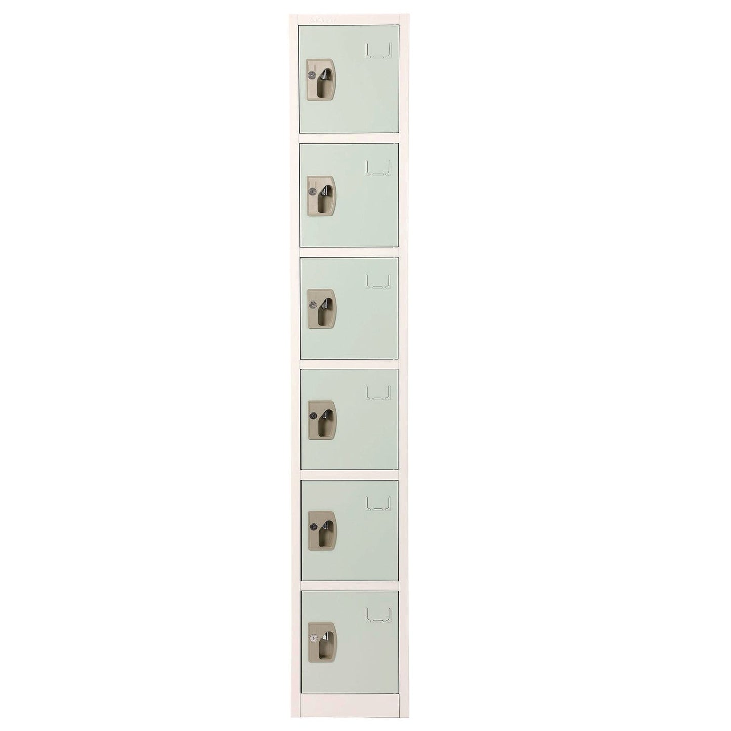 AdirOffice Steel Storage Locker, 6 Compartment, 12 x 12 x 72, Misty Green