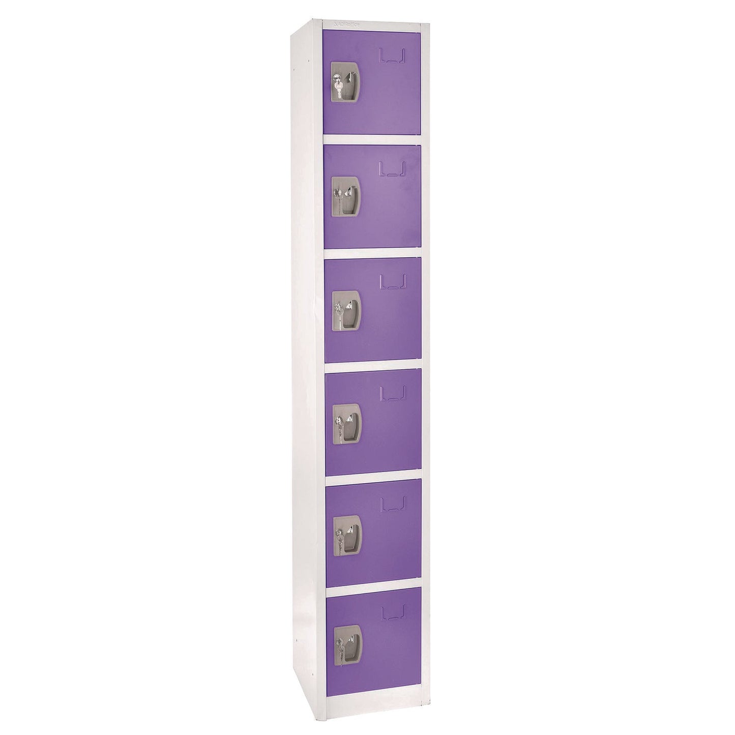 AdirOffice Steel Storage Locker, 6 Compartment, 12 x 12 x 72, Purple