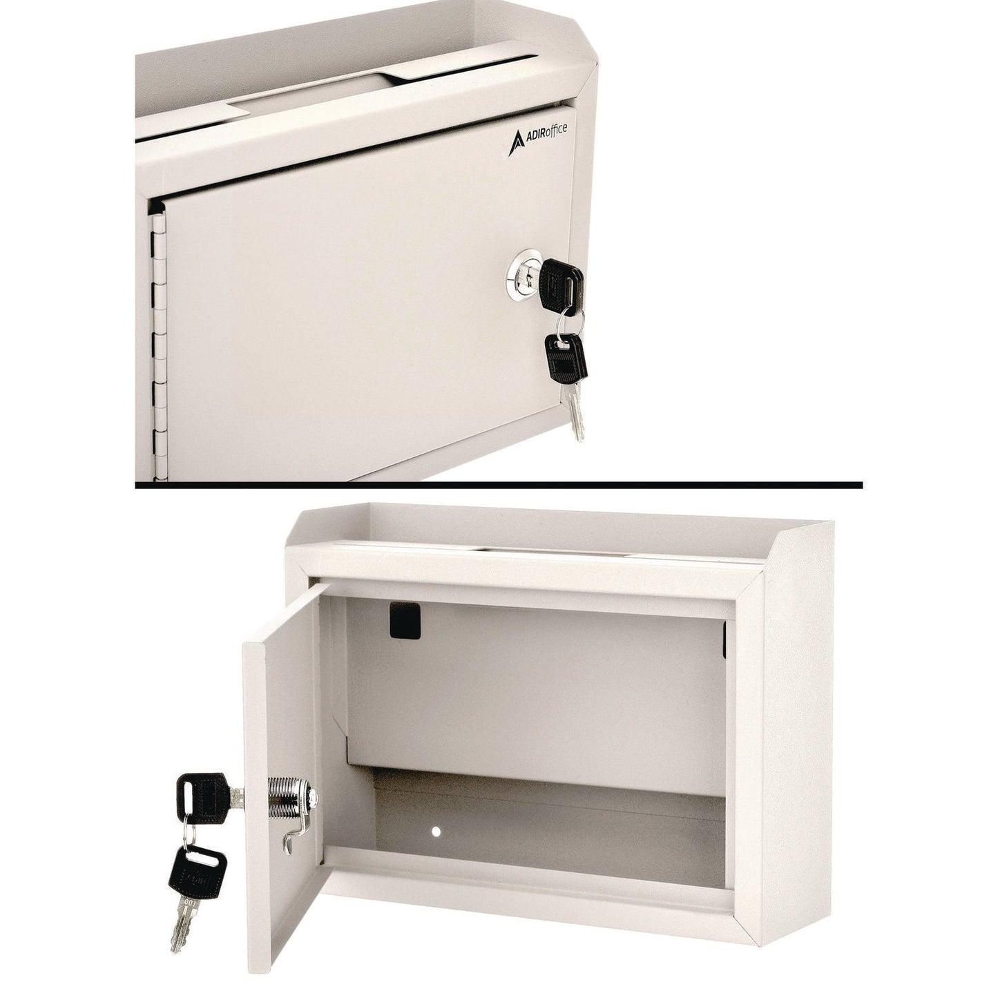 AdirOffice Medium Size Steel Multi-Purpose Secure Drop Box, 9.8 x 3.4 x 7.5, White