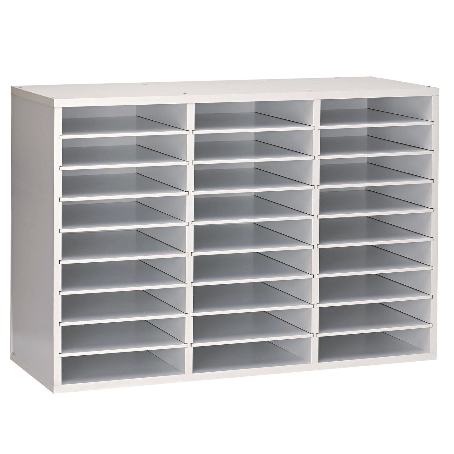 AdirOffice Wooden 27 Compartment Literature Organizer, 27 Sections, Letter Size, 31.49 x 11.81 x 21.65, White