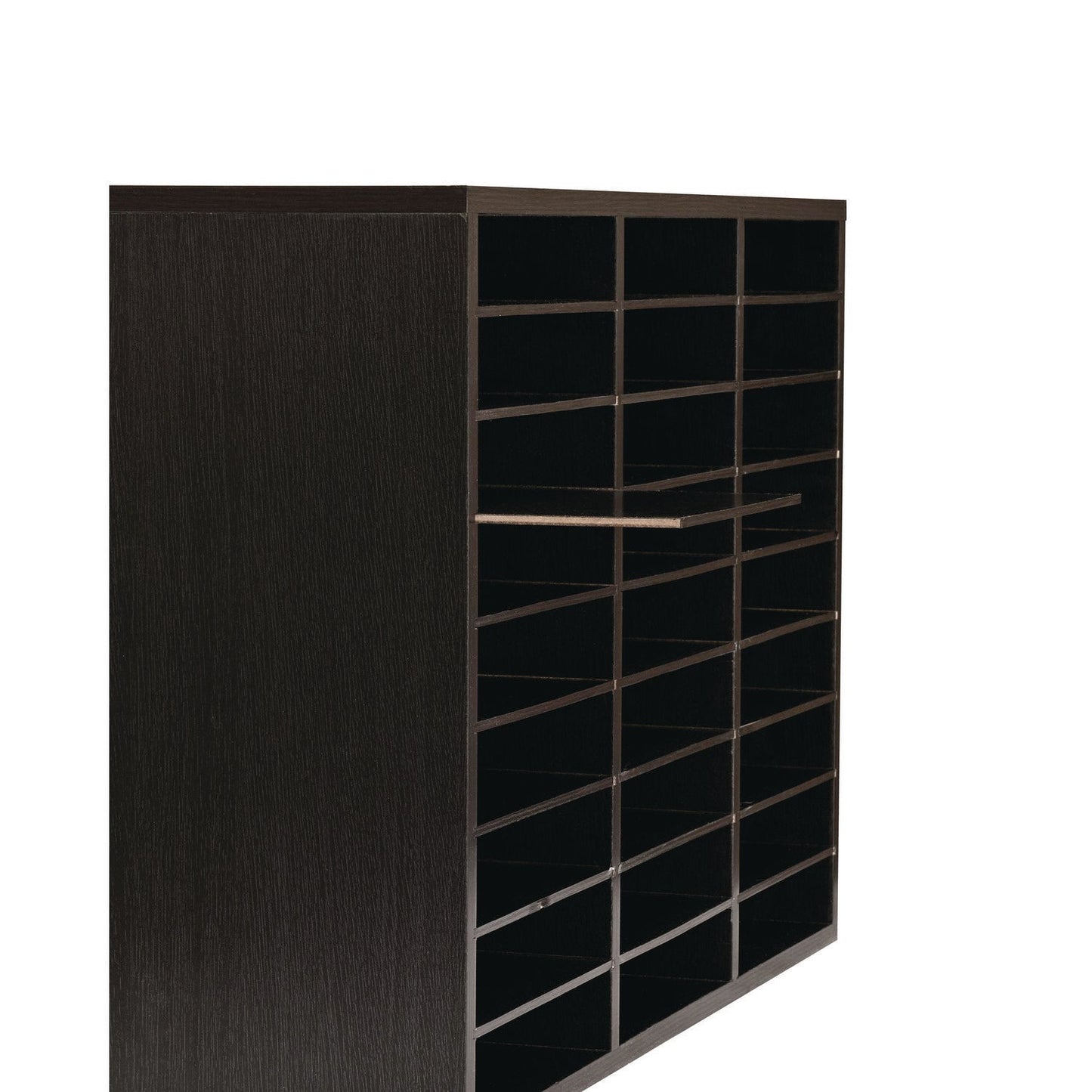 AdirOffice Wooden 27 Compartment Literature Organizer, 27 Sections, Letter Size, 31.49 x 11.81 x 21.65, Black