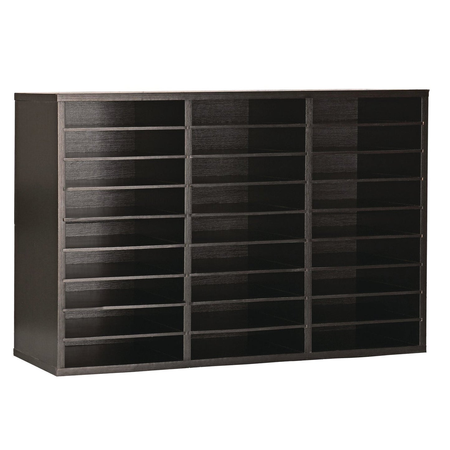 AdirOffice Wooden 27 Compartment Literature Organizer, 27 Sections, Letter Size, 31.49 x 11.81 x 21.65, Black