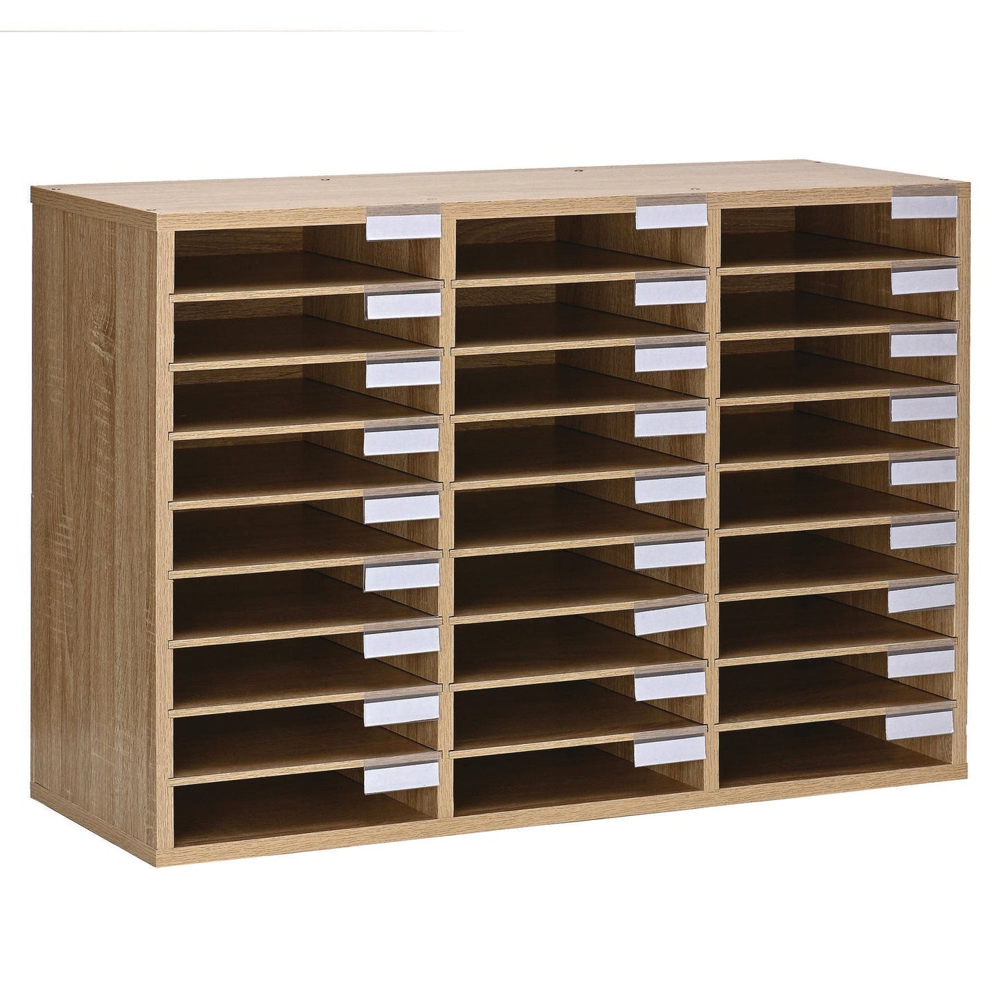 AdirOffice Wooden 27 Compartment Literature Organizer, 27 Sections, Letter Size, 31.49 x 11.81 x 21.65, Medium Oak