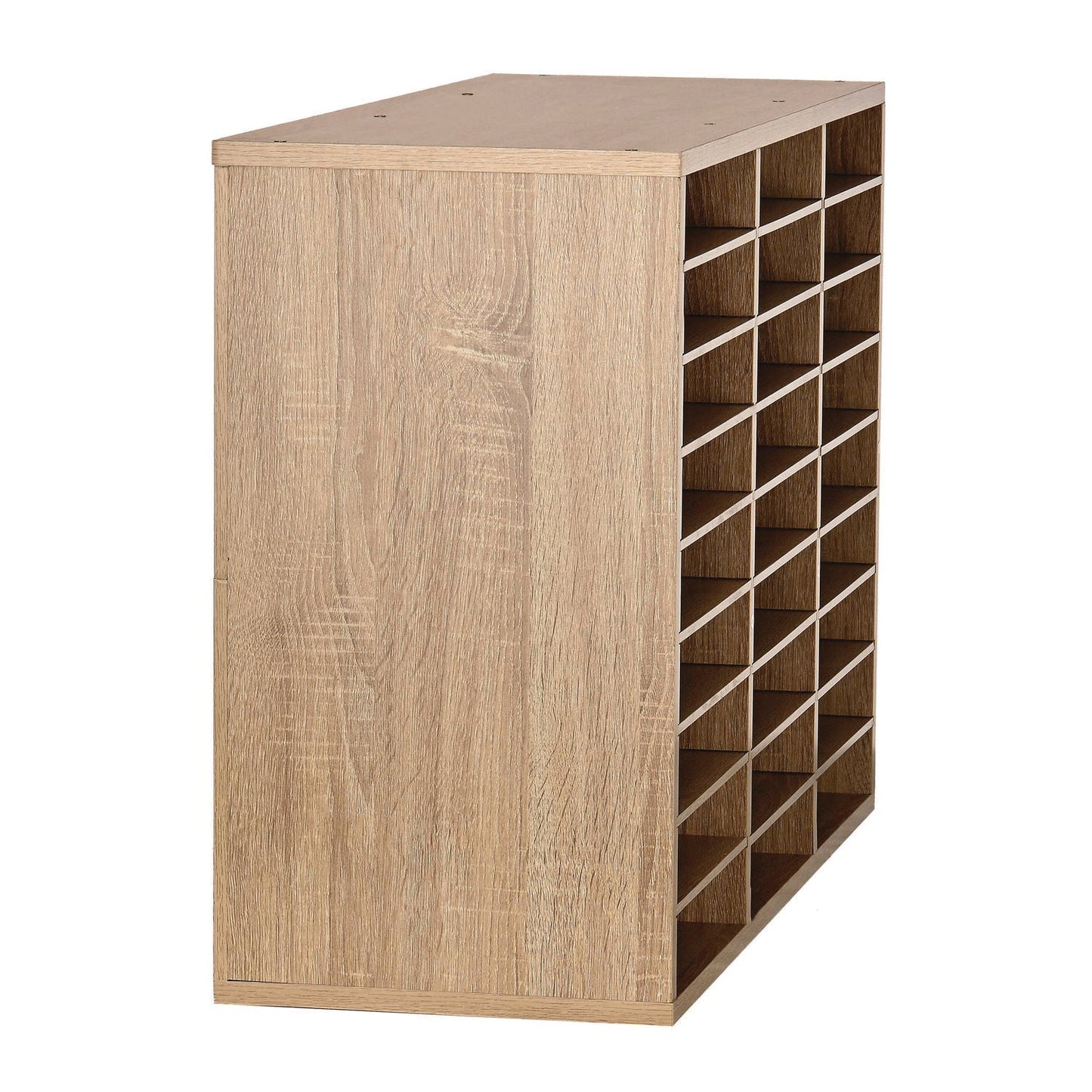 AdirOffice Wooden 27 Compartment Literature Organizer, 27 Sections, Letter Size, 31.49 x 11.81 x 21.65, Medium Oak