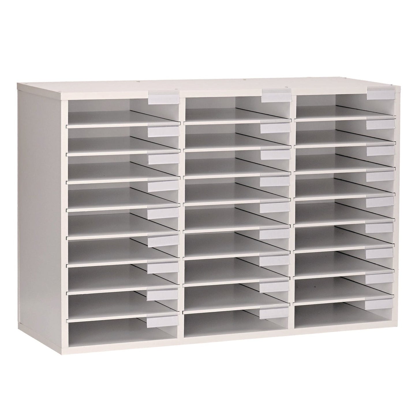 AdirOffice Wooden 27 Compartment Literature Organizer, 27 Sections, Letter Size, 31.49 x 11.81 x 21.65, White