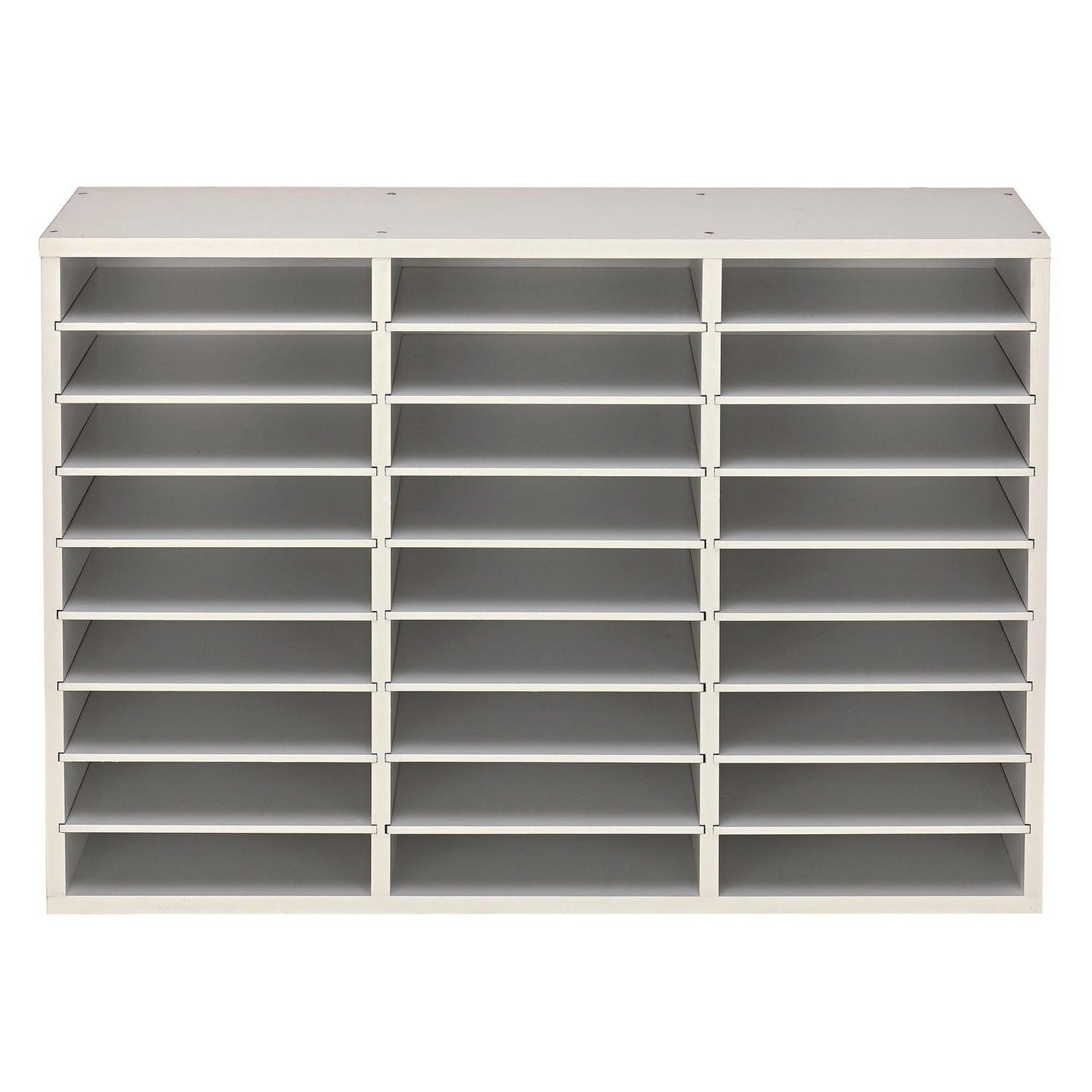 AdirOffice Wooden 27 Compartment Literature Organizer, 27 Sections, Letter Size, 31.49 x 11.81 x 21.65, White