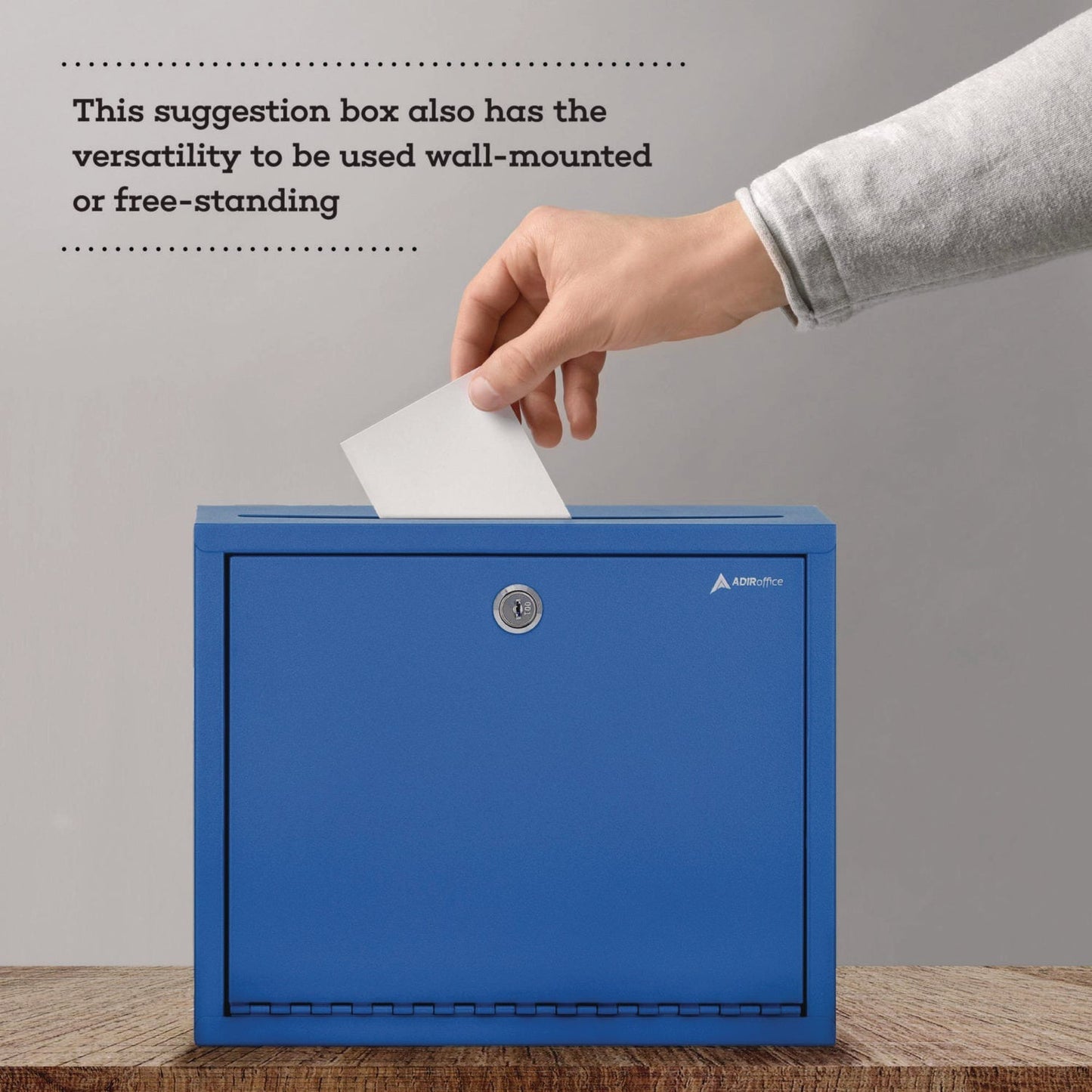 AdirOffice Large Size Steel Multi-Purpose Secure Drop Box, 12 x 3 x10, Blue