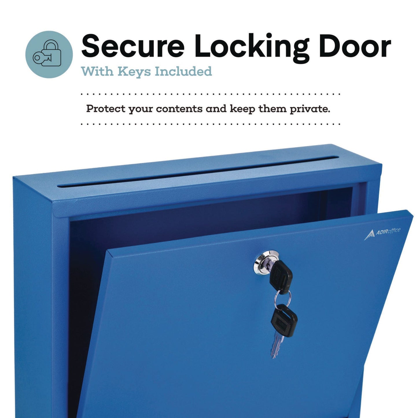 AdirOffice Large Size Steel Multi-Purpose Secure Drop Box, 12 x 3 x10, Blue