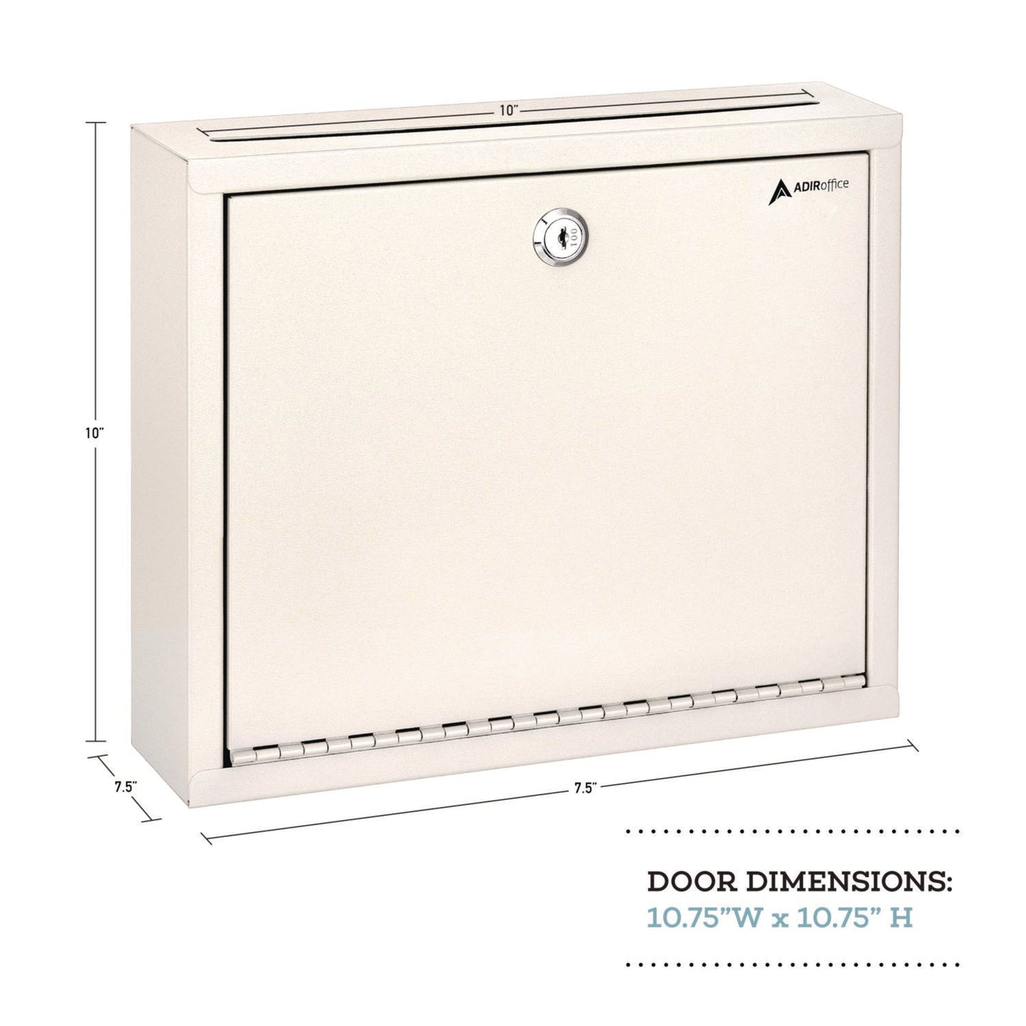 AdirOffice Large Size Steel Multi-Purpose Secure Drop Box, 12 x 3 x 10, White