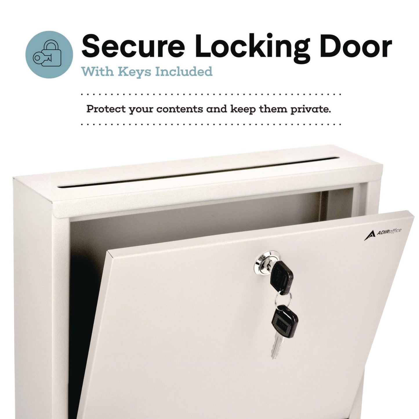 AdirOffice Large Size Steel Multi-Purpose Secure Drop Box, 12 x 3 x 10, White