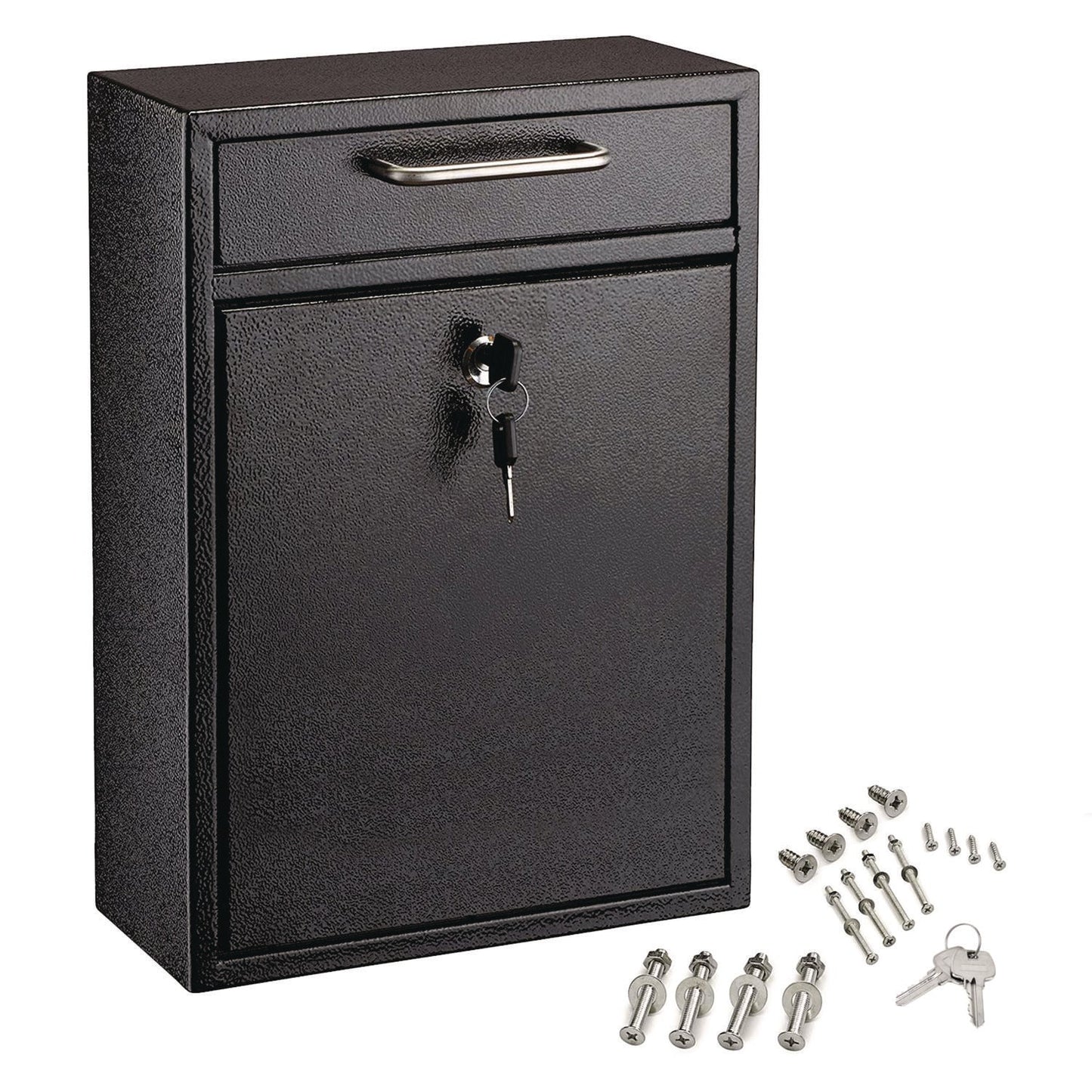 AdirOffice Large Ultimate Secure Drop Box Wall Mounted Mail Box, 11.2 x 4.7 x 16.2, Black