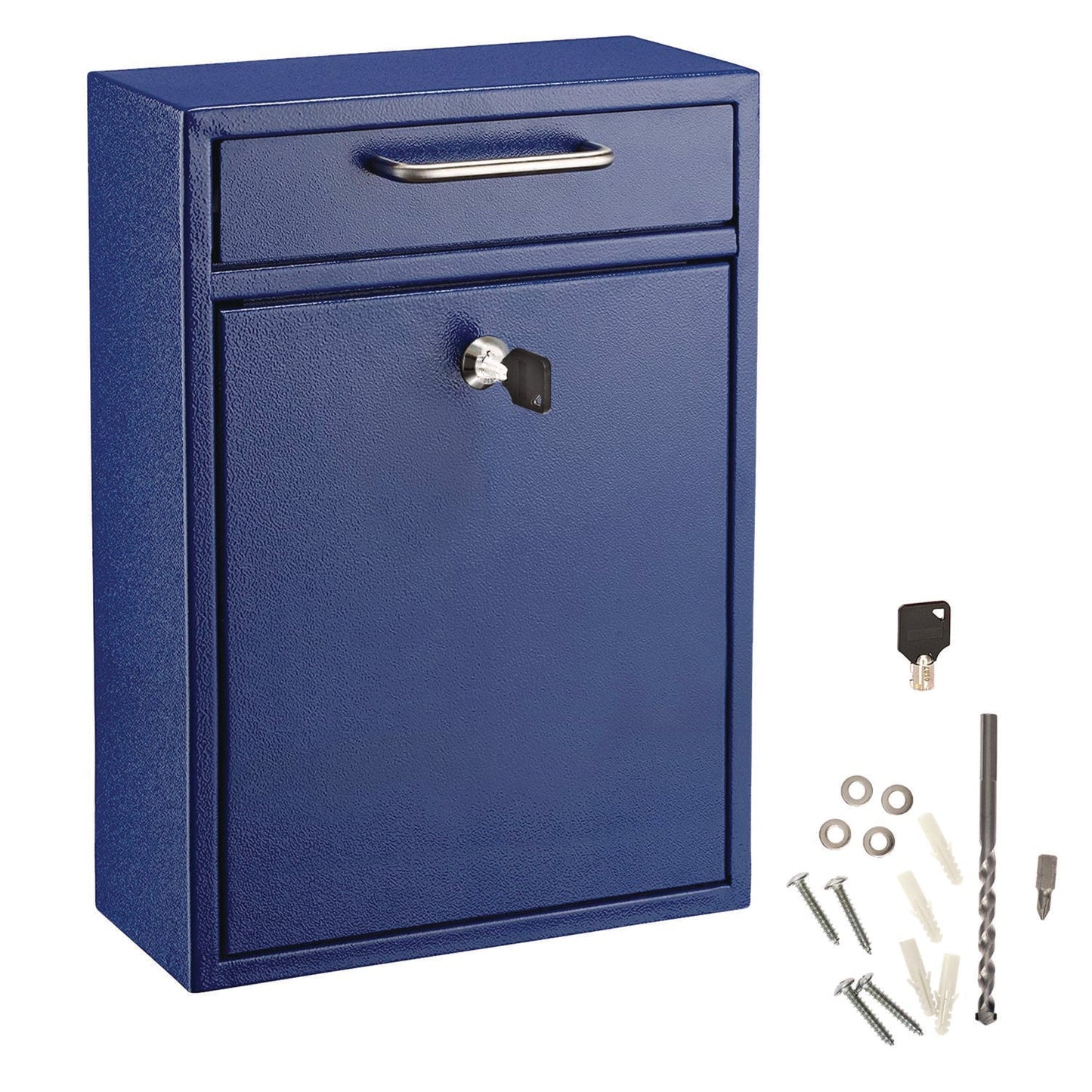 AdirOffice Large Ultimate Secure Drop Box Wall Mounted Mail Box, 11.2 x 4.7 x 16.2, Blue