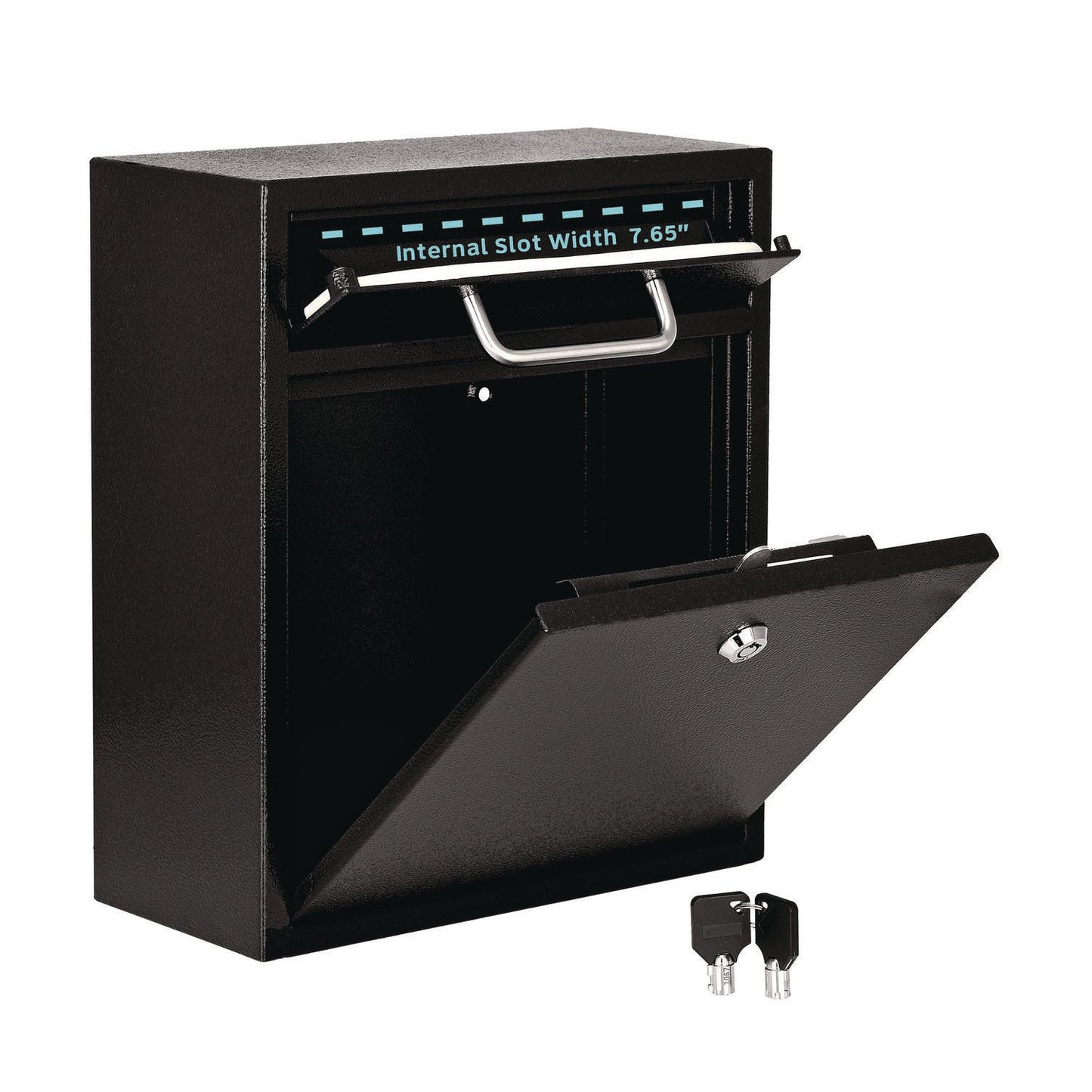AdirOffice Medium Ultimate Wall Mounted Mail Box, 10.4 x 4.5 x 12, Black