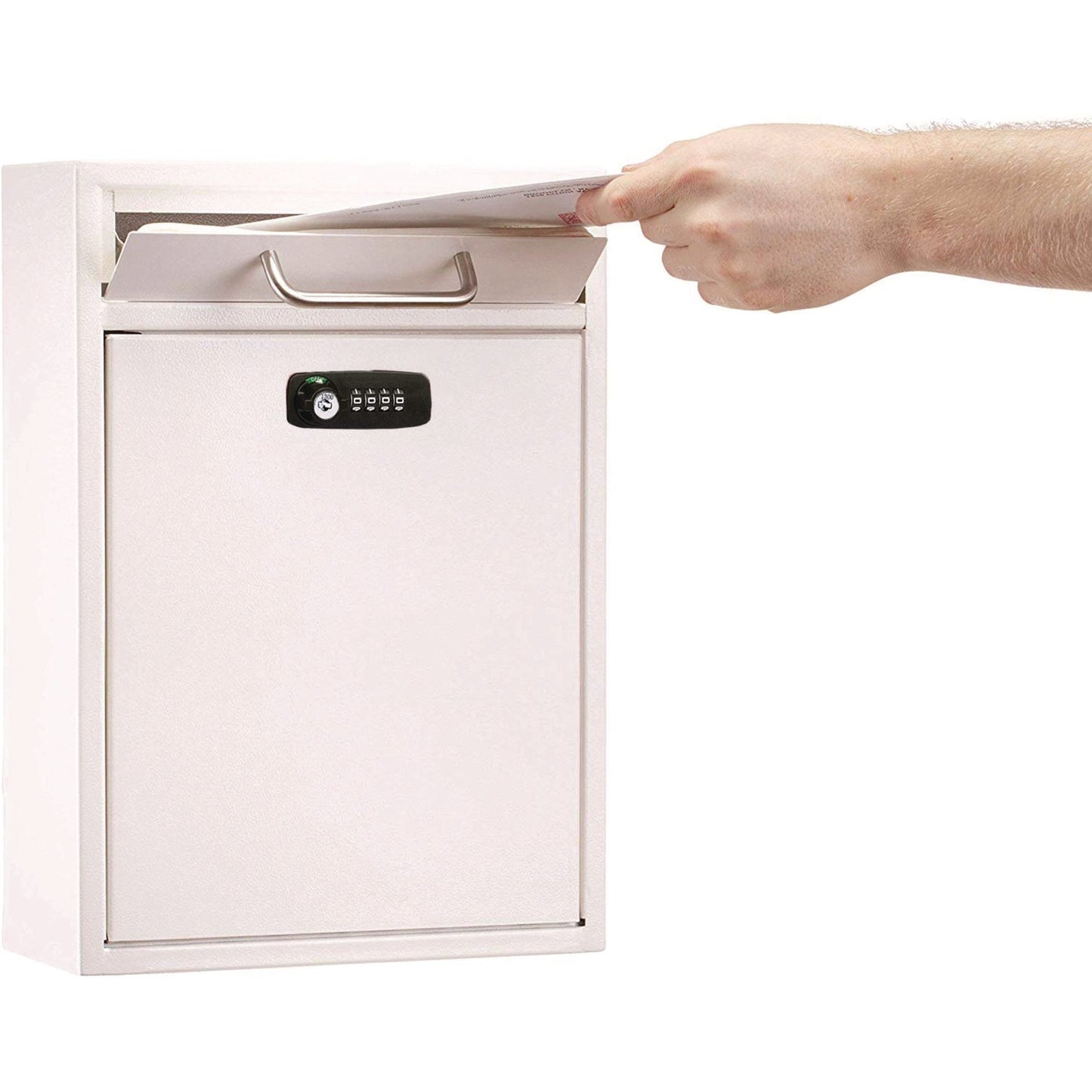 AdirOffice Large Secure Drop Box Wall Mounted Locking Mail Box with Key and Combination lock, 11.2 x 4.7 x 16.2, White