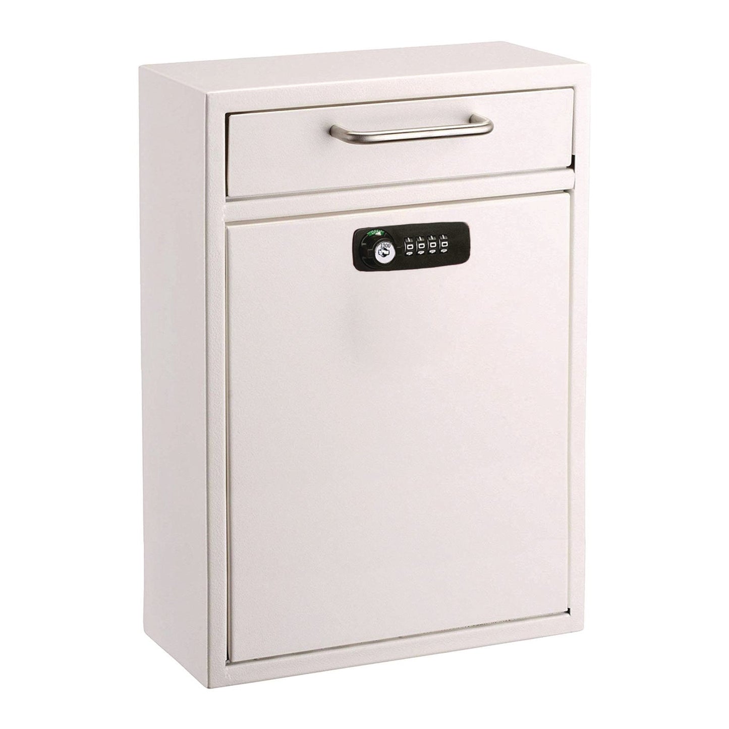 AdirOffice Large Secure Drop Box Wall Mounted Locking Mail Box with Key and Combination lock, 11.2 x 4.7 x 16.2, White