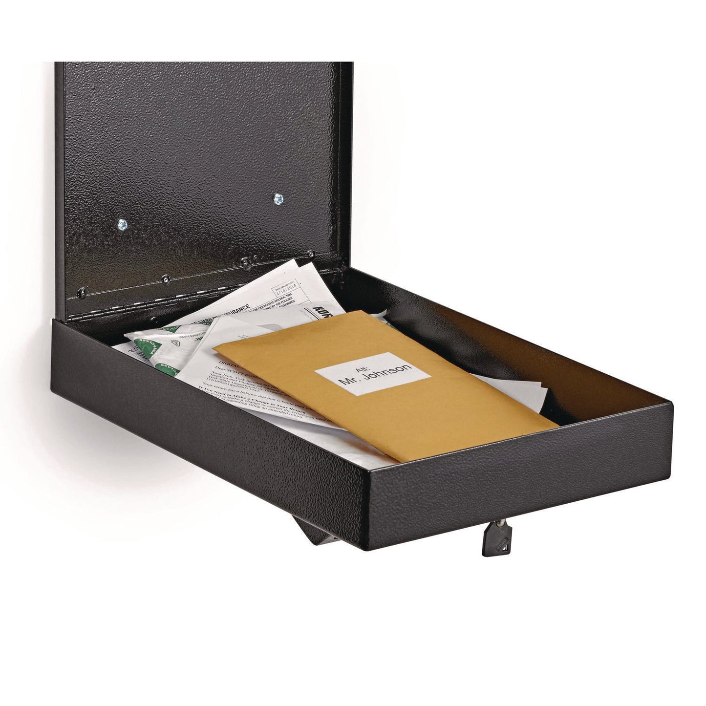AdirOffice Large Wall Mounted Weatherproof Steel Secure Drop Box, 11 x 2.4 x 16, Black